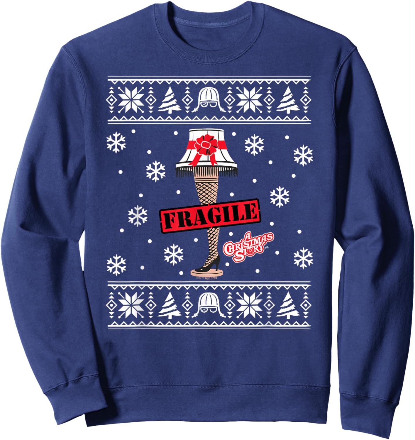 A Christmas Story - Fragile Leg Lamp Sweater Pattern Sweatshirt - Sweatshirt | Navy