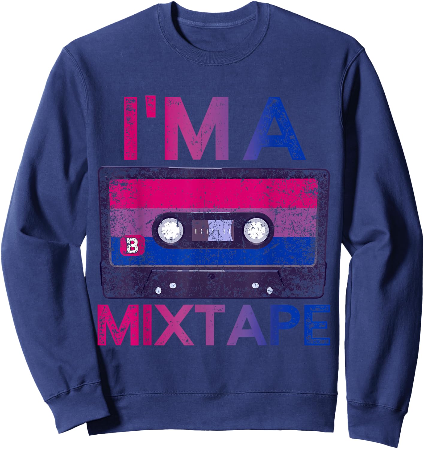 Funny Bisexuality Pride Retro Cassette Bi Gift Bisexual Sweatshirt - Sweatshirt | Navy