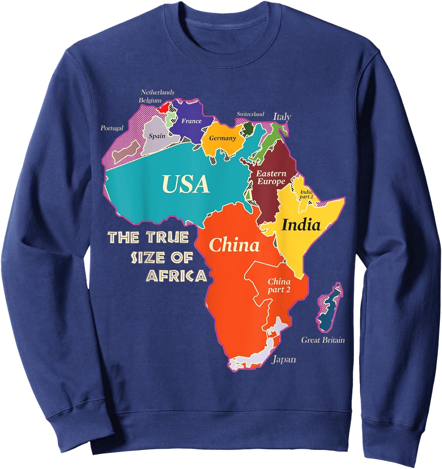 Bongo Designs -Adults Africa Map , Black, Small Sweatshirt - Sweatshirt | Navy