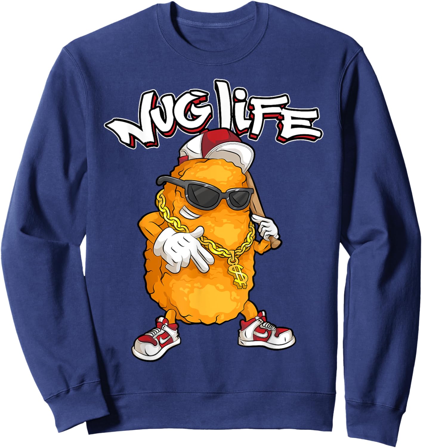 Cool Chicken Nugget Art For Boys Kids Chicken Nugget Lover Sweatshirt - Sweatshirt | Navy
