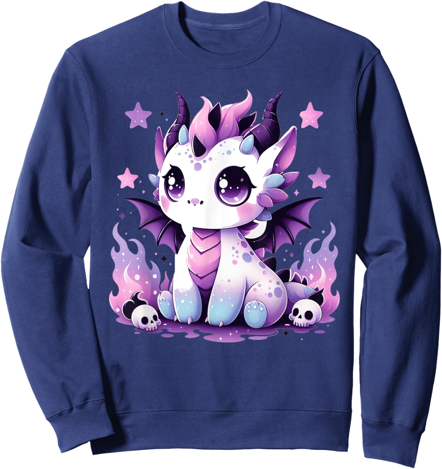Niedlicher Pastell Goth Drache Gruselige Kawaii Hexe Anime Gothic Sweatshirt - Sweatshirt | Navy