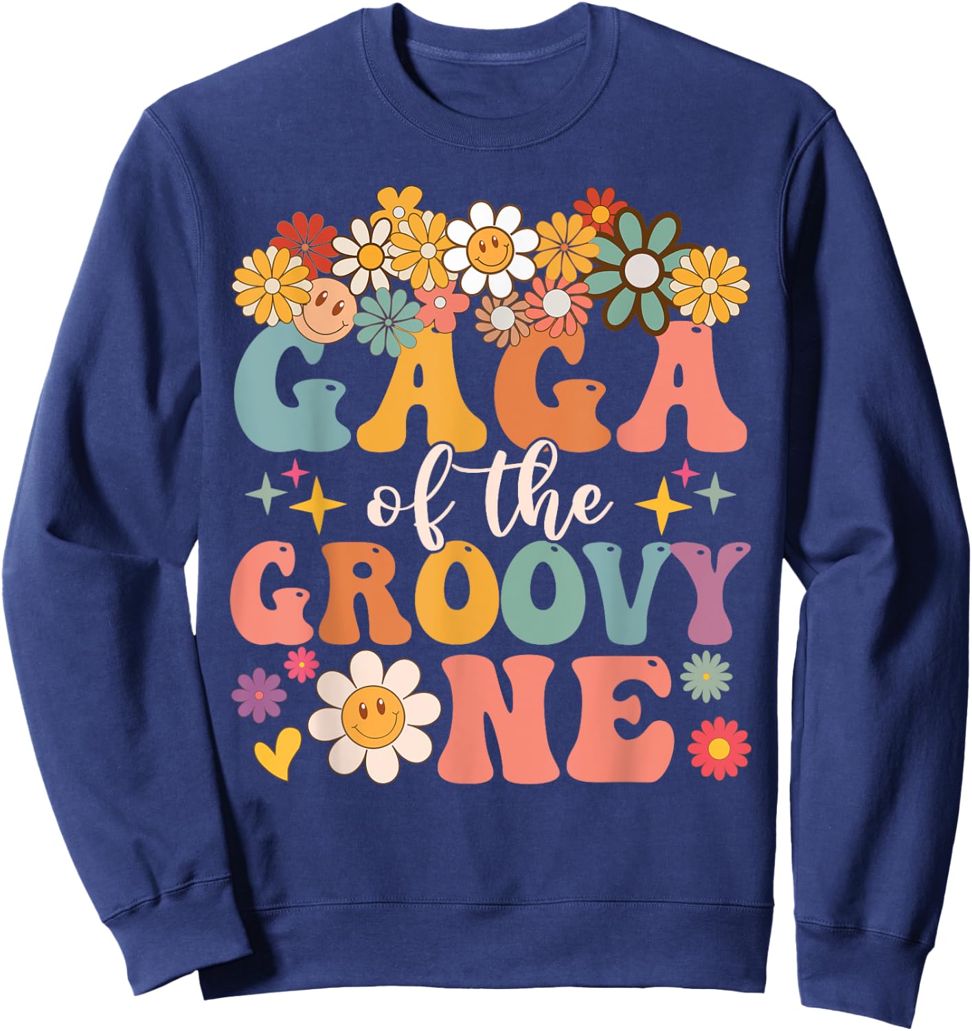 Retro Gaga of Groovy One Matching Family 1st Birthday Party Sweatshirt - Sweatshirt | Navy