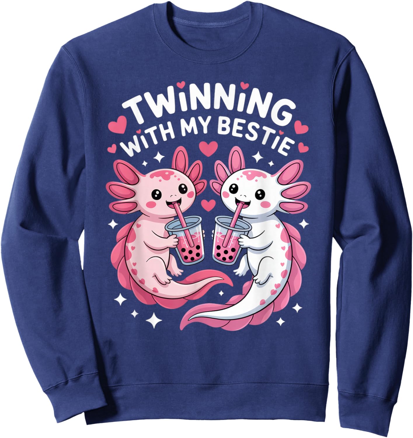Twinning with My Bestie Axolotl Lovers Fun Friendship Vibes Sweatshirt - Sweatshirt | Navy