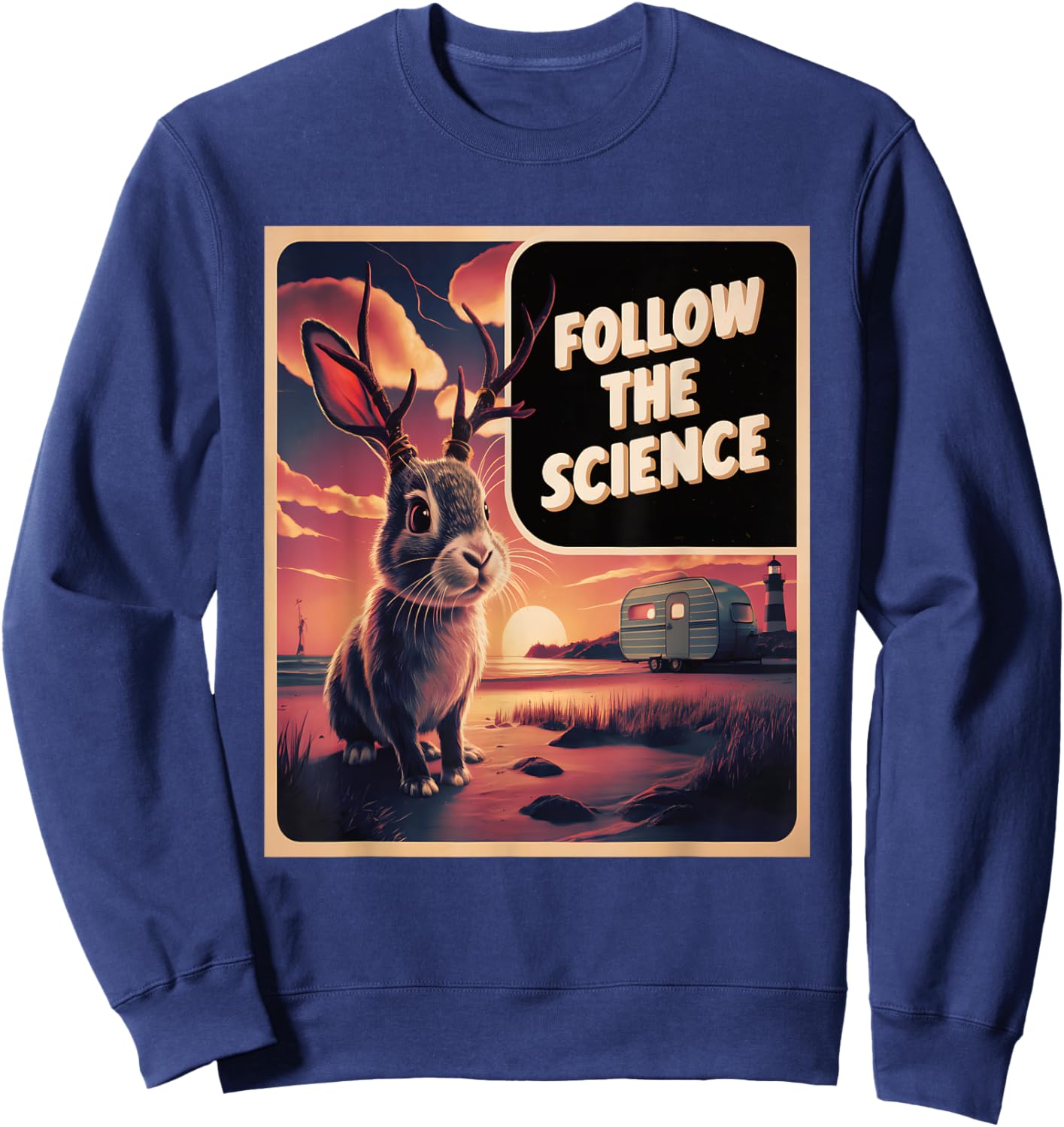 Jackalope Cryptid Paranormal Sweatshirt - Sweatshirt | Navy