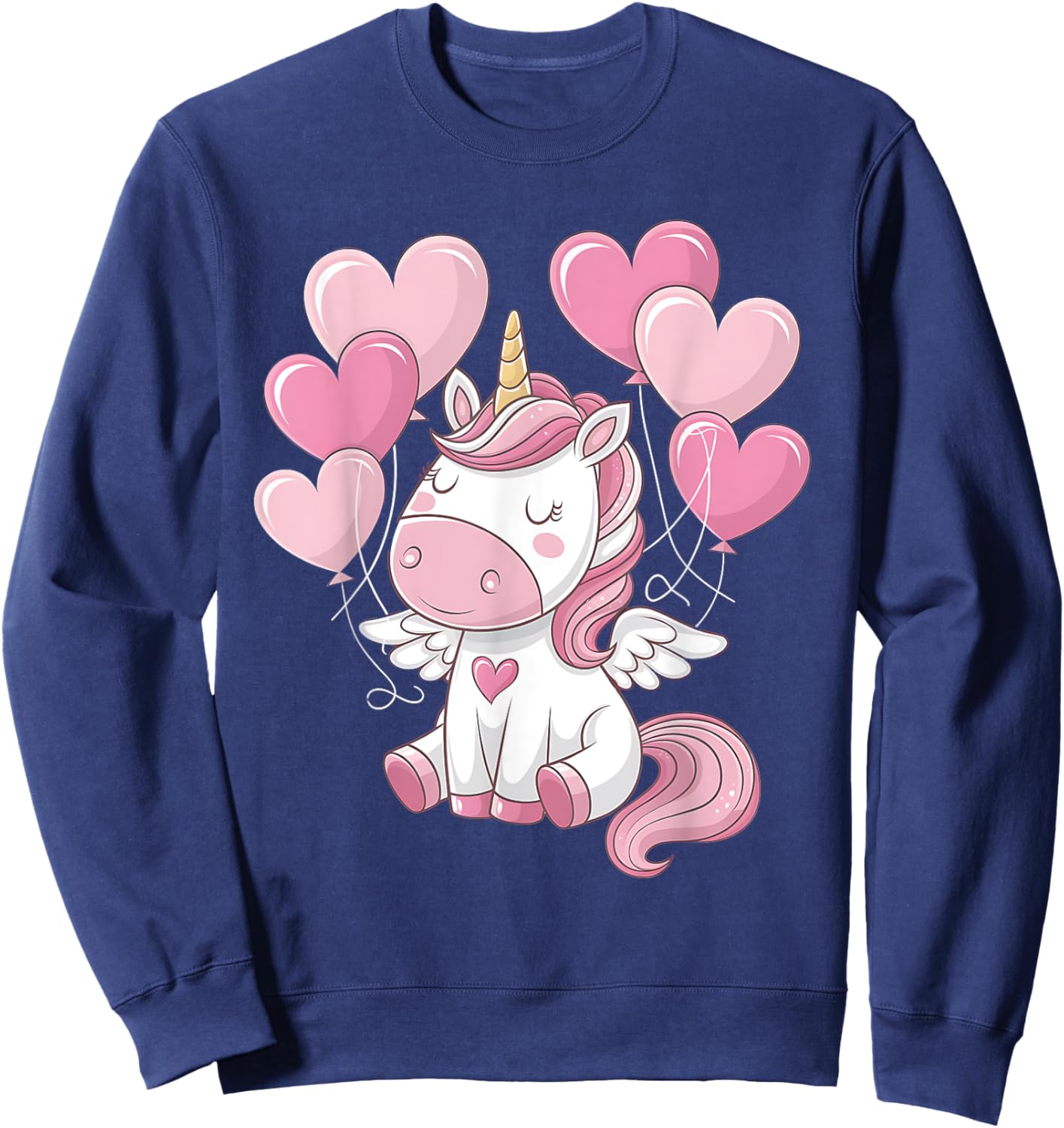 Unicorn Valentines Day Love Heart Rainbow Toddler Girl Sweatshirt - Sweatshirt | Navy