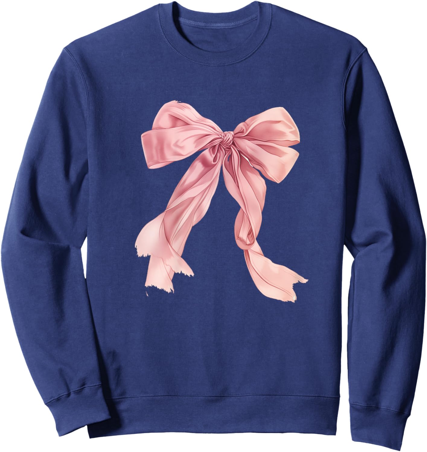 Pink Bow Tops Girls Clothes Trendy Cute Coquette Sweatshirt - Sweatshirt | Navy