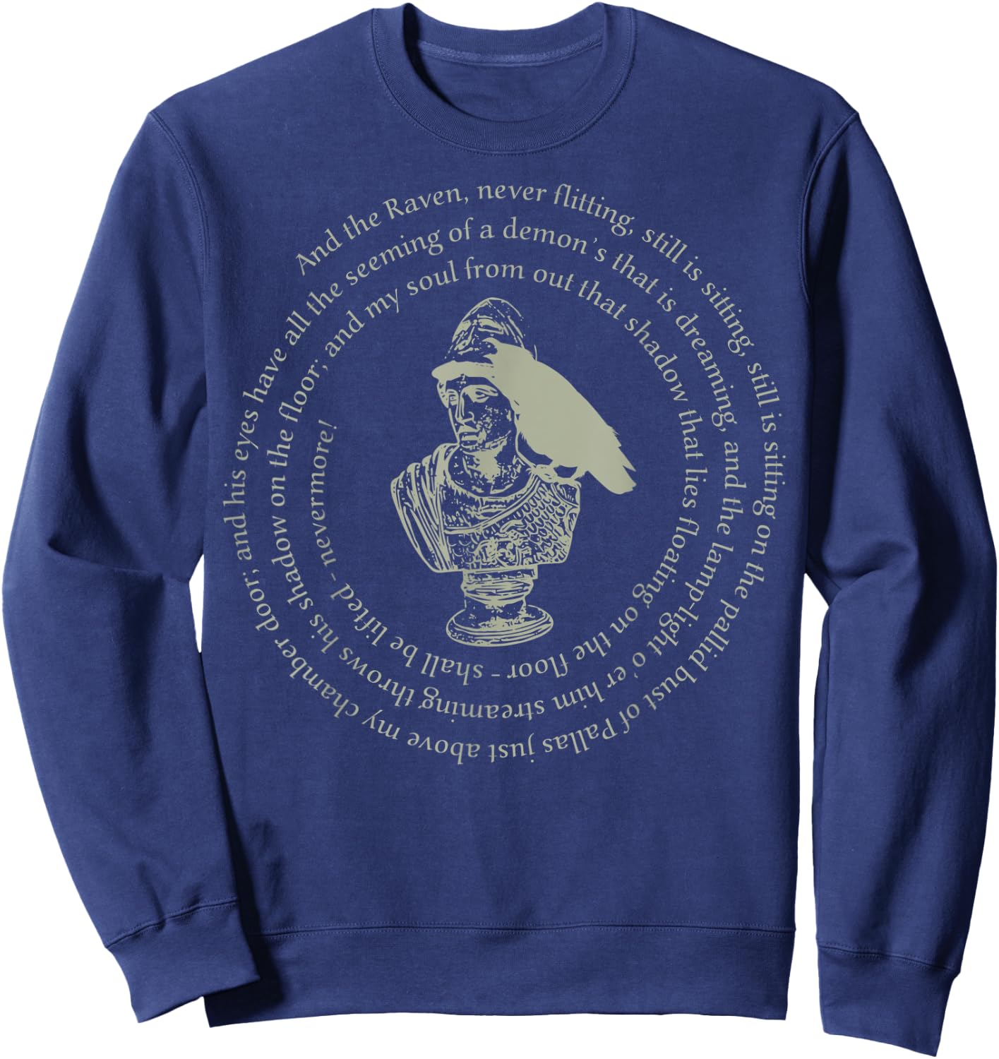 Edgar Allan Poe Raven Poem - Bust Of Pallas Athena 2 Sweatshirt - Sweatshirt | Navy