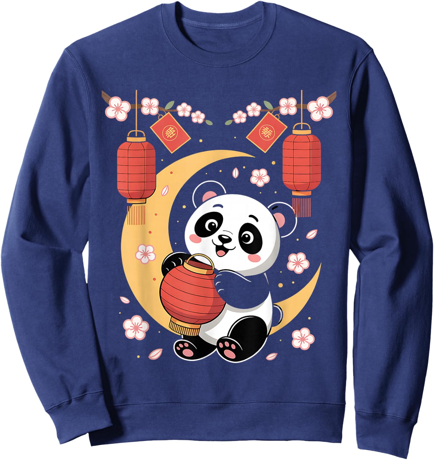 Chinese New Year Panda Lantern Blossom 2026 Sweatshirt - Sweatshirt | Navy