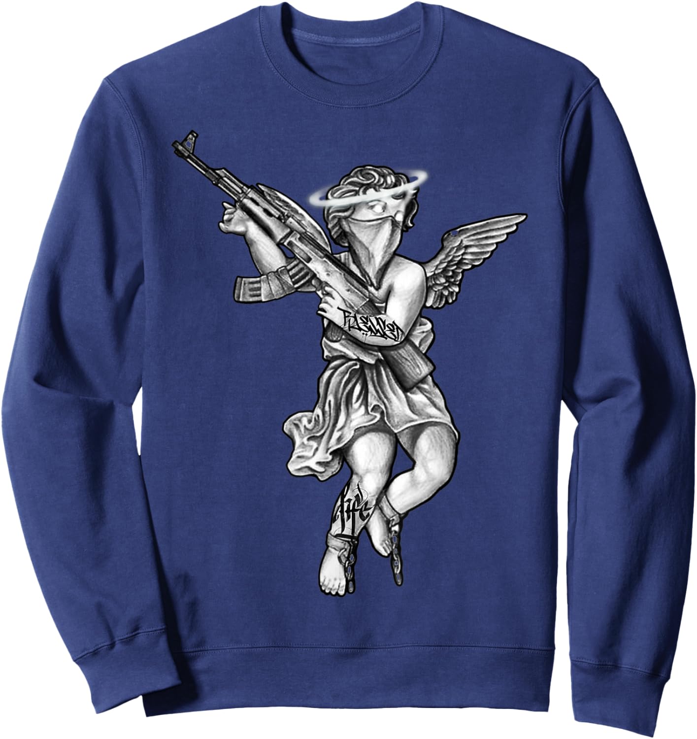 Avenging Angel Sinner Chicano Tattoo Sweatshirt - Sweatshirt | Navy