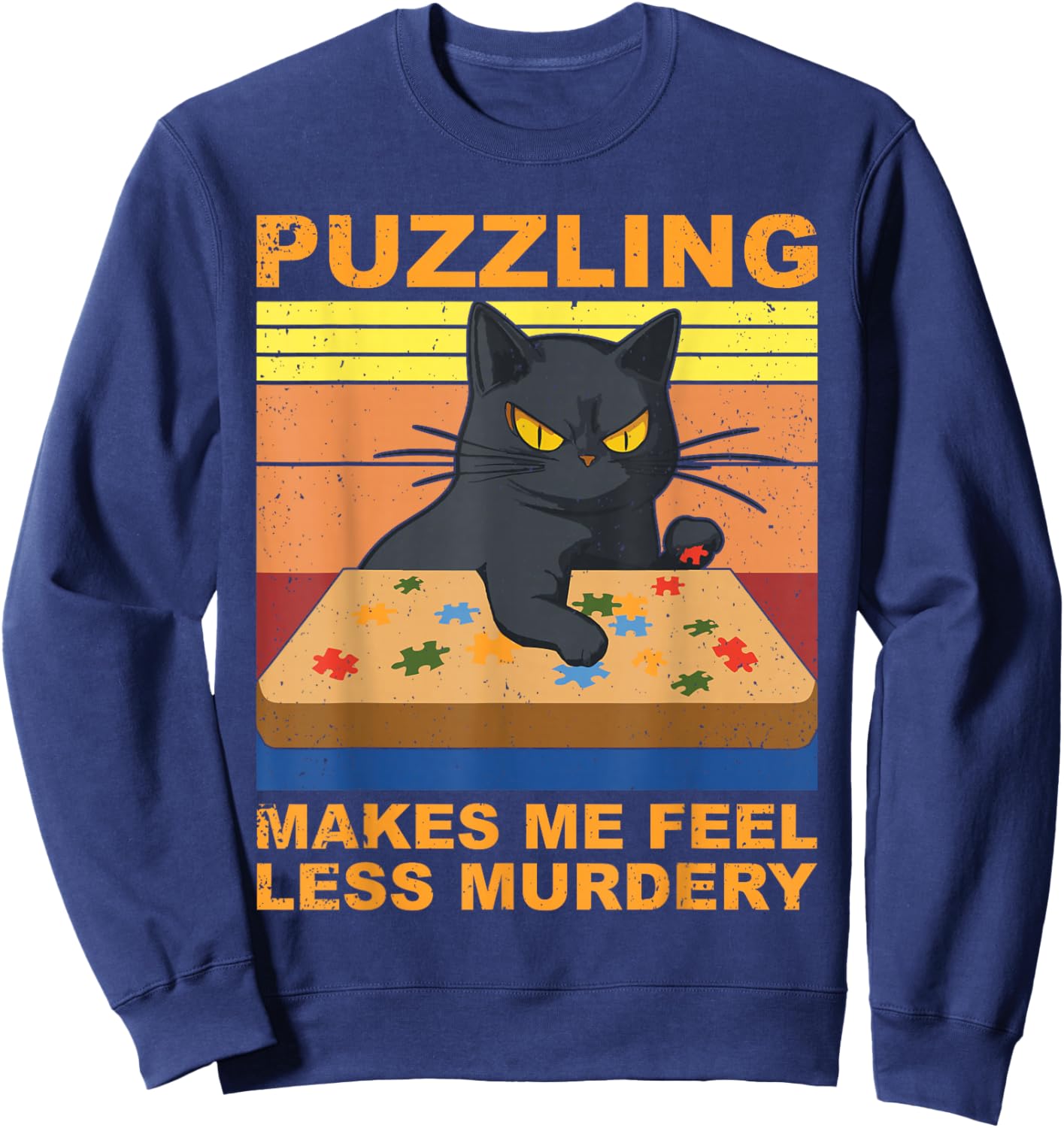 Jigsaw Puzzle cat Puzzler Funny Puzzle Lover Sweatshirt - Sweatshirt | Navy