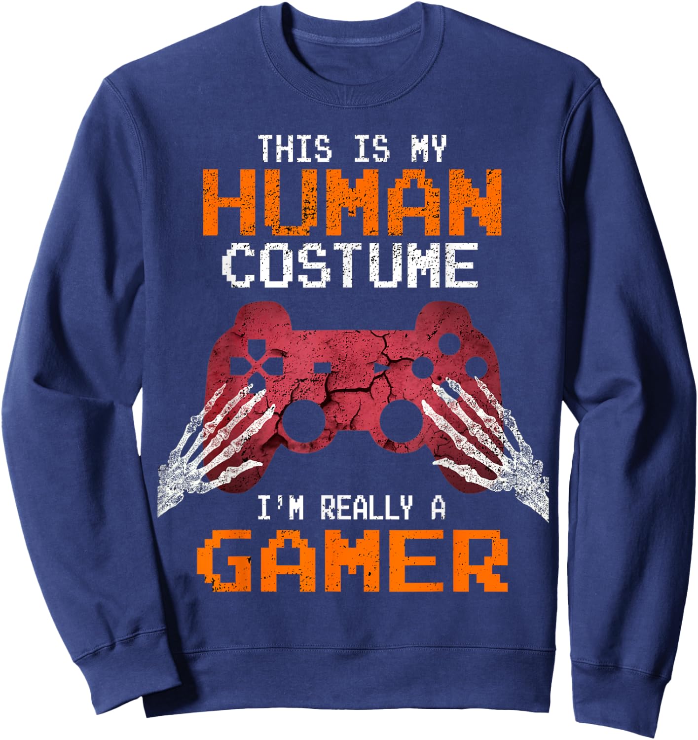 Halloween Gamer Video Games Human Costume Boys Teens Sweatshirt - Sweatshirt | Navy