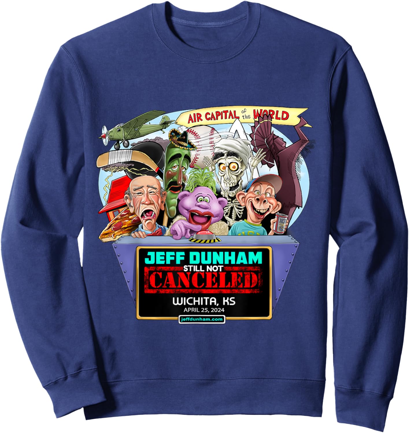 Jeff Dunham Wichita, KS (2024) Sweatshirt - Sweatshirt | Navy