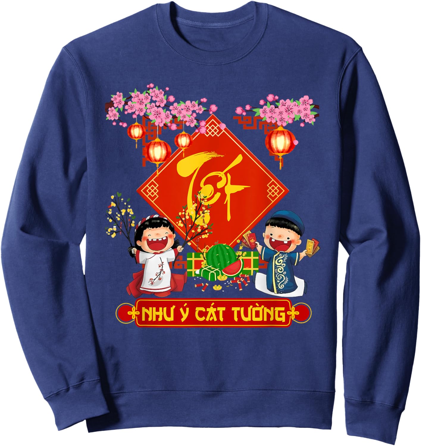 Vietnamese New Year Decorations 2025 Tet Viet Lunar New Year Sweatshirt - Sweatshirt | Navy