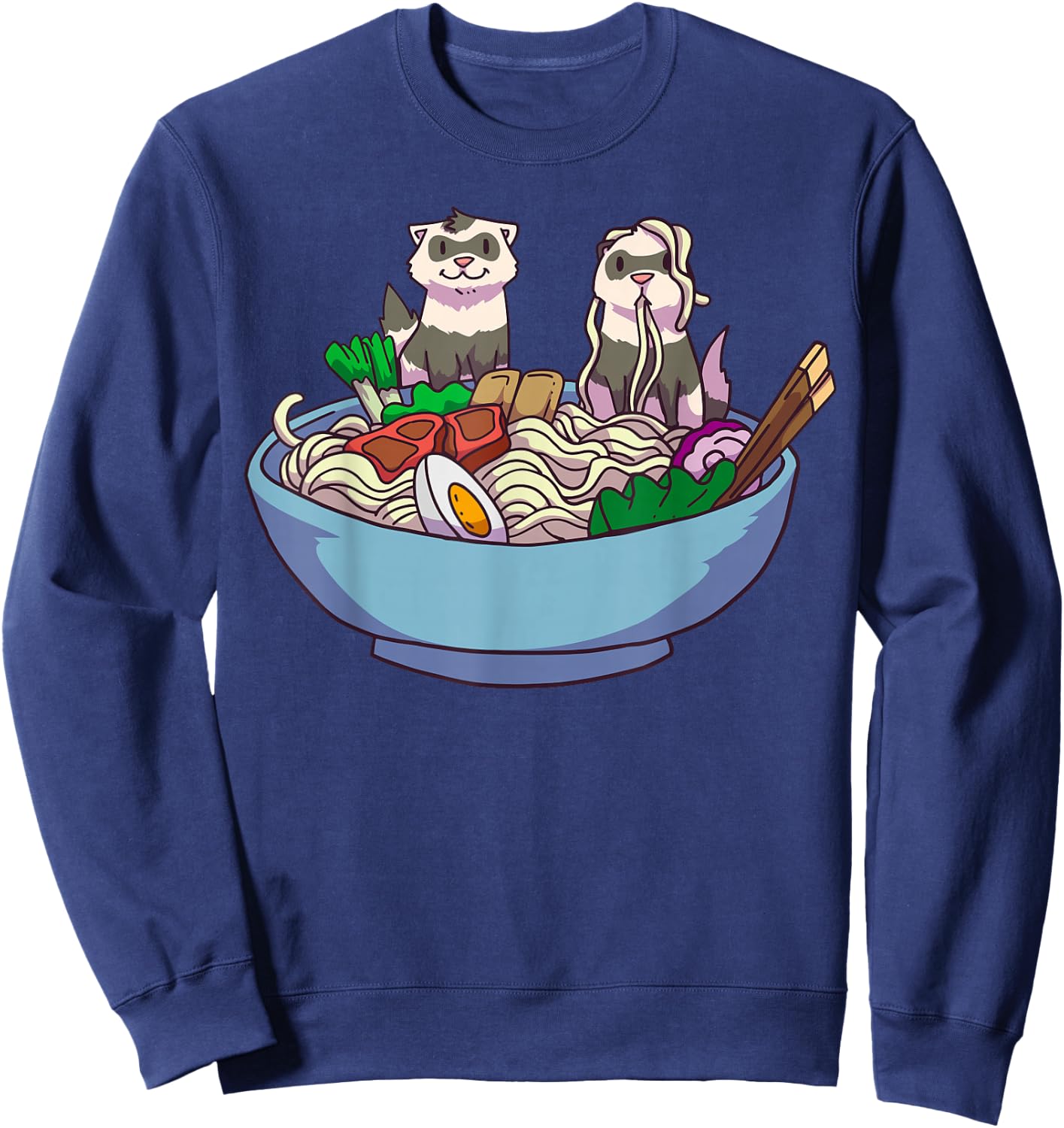 Ferret Ramen Noodles Anime Kawaii Japanese Otaku Gift Small Sweatshirt - Sweatshirt | Navy
