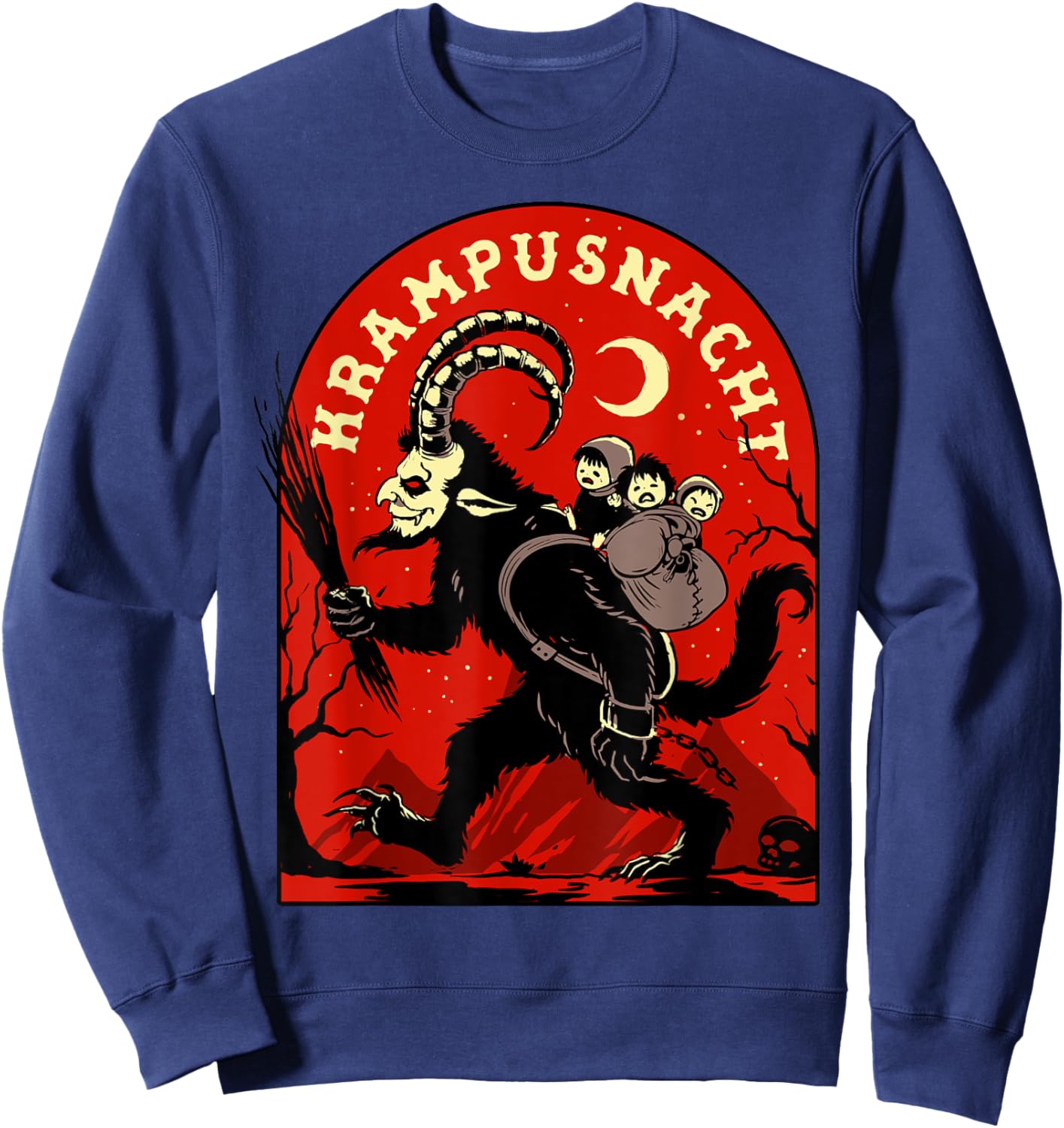 Krampusnacht Shirt Merry Krampus Satanic Christmas Horror Sweatshirt - Sweatshirt | Navy