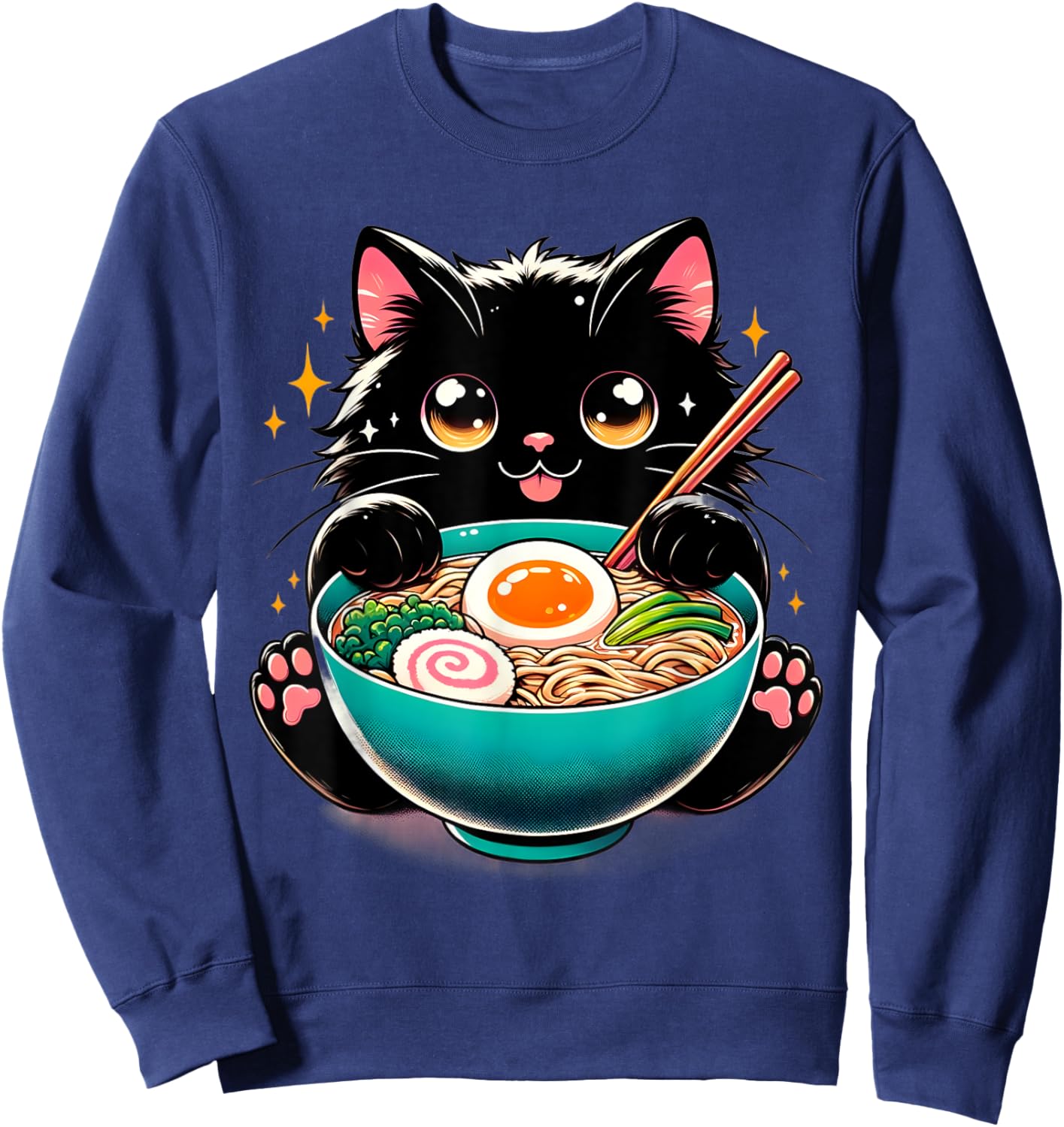 Ramen Cat Kawaii Anime Cat Ramen Lover Sweet Sweatshirt - Sweatshirt | Navy