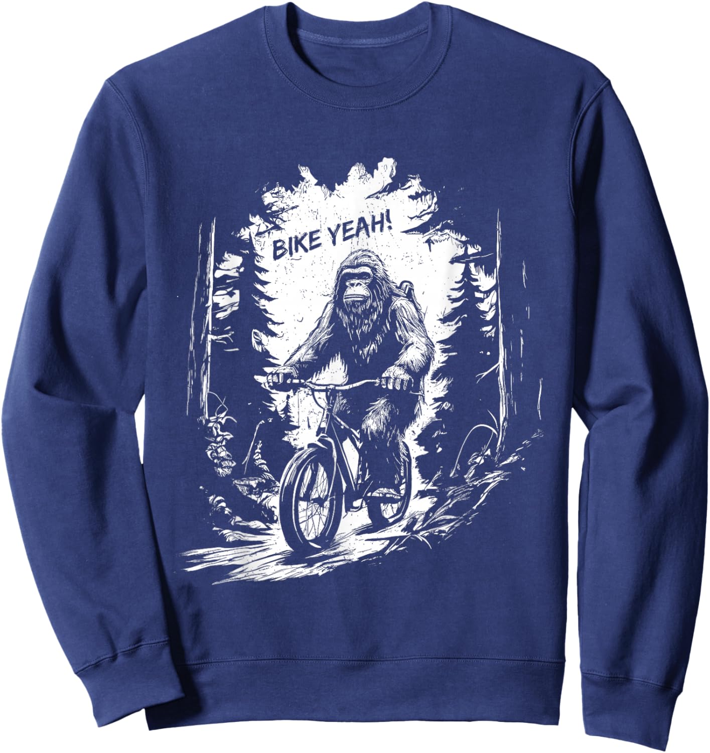 Bigfoot Riding Bicycle - Funny Bigfoot Sasquatch Bike Lover Sweatshirt - Sweatshirt | Navy