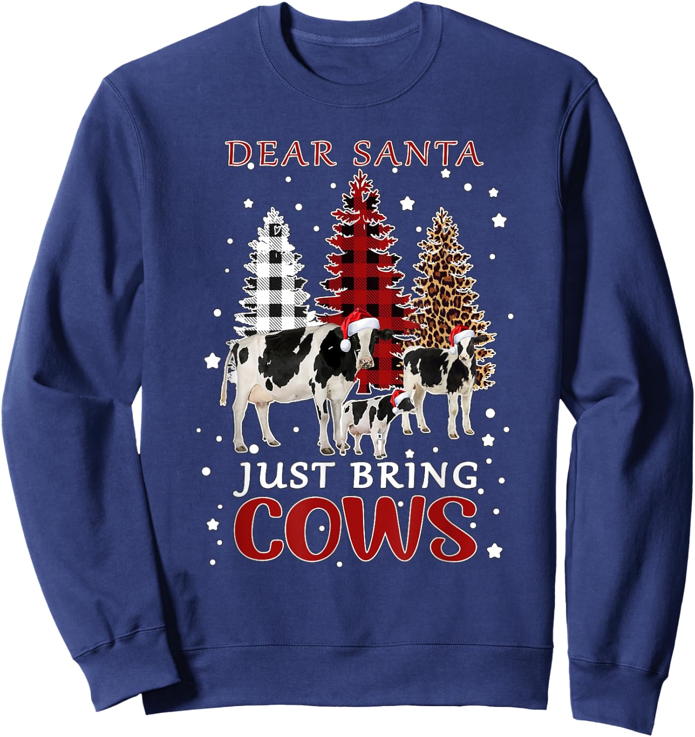 Dear Santa Just Bring Cows Christmas Buffalo Plaid Heifer Sweatshirt - Sweatshirt | Navy