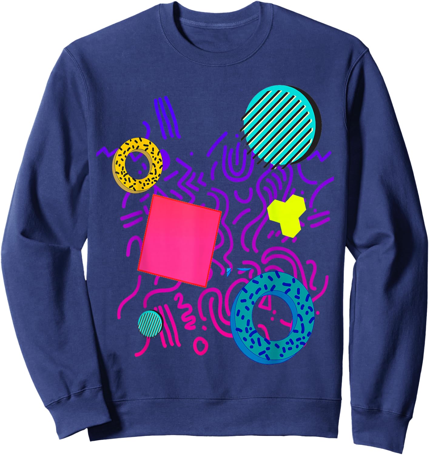 Memphis Style Gift Geometric 90s 80s Pattern Sweatshirt - Sweatshirt | Navy