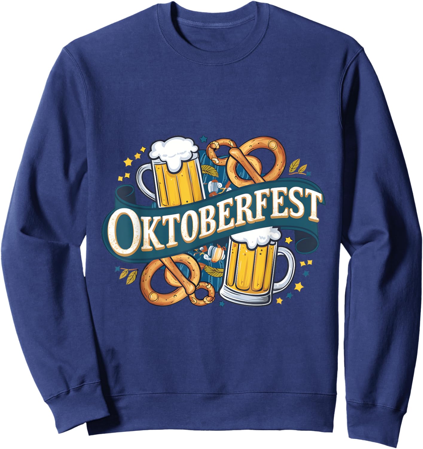 German Bavarian Oktoberfest Beer and Pretzel Party Art Sweatshirt - Sweatshirt | Navy