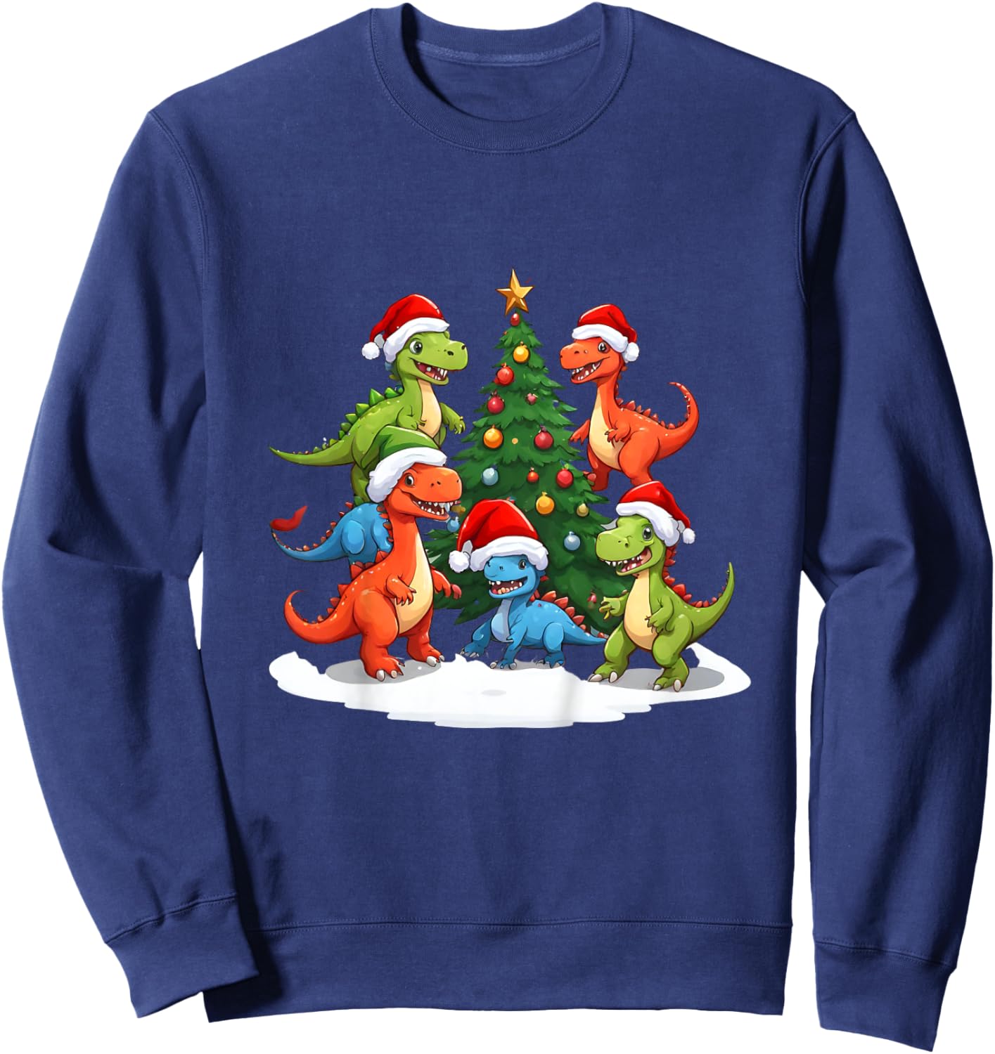 Kids Holiday Dinosaur Adventure, Kid's Christmas Sweatshirt - Sweatshirt | Navy