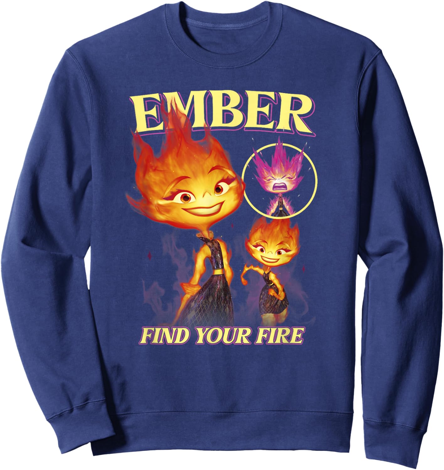 Disney Pixar Elemental Find Your Fire Ember Portrait Sweatshirt - Sweatshirt | Navy