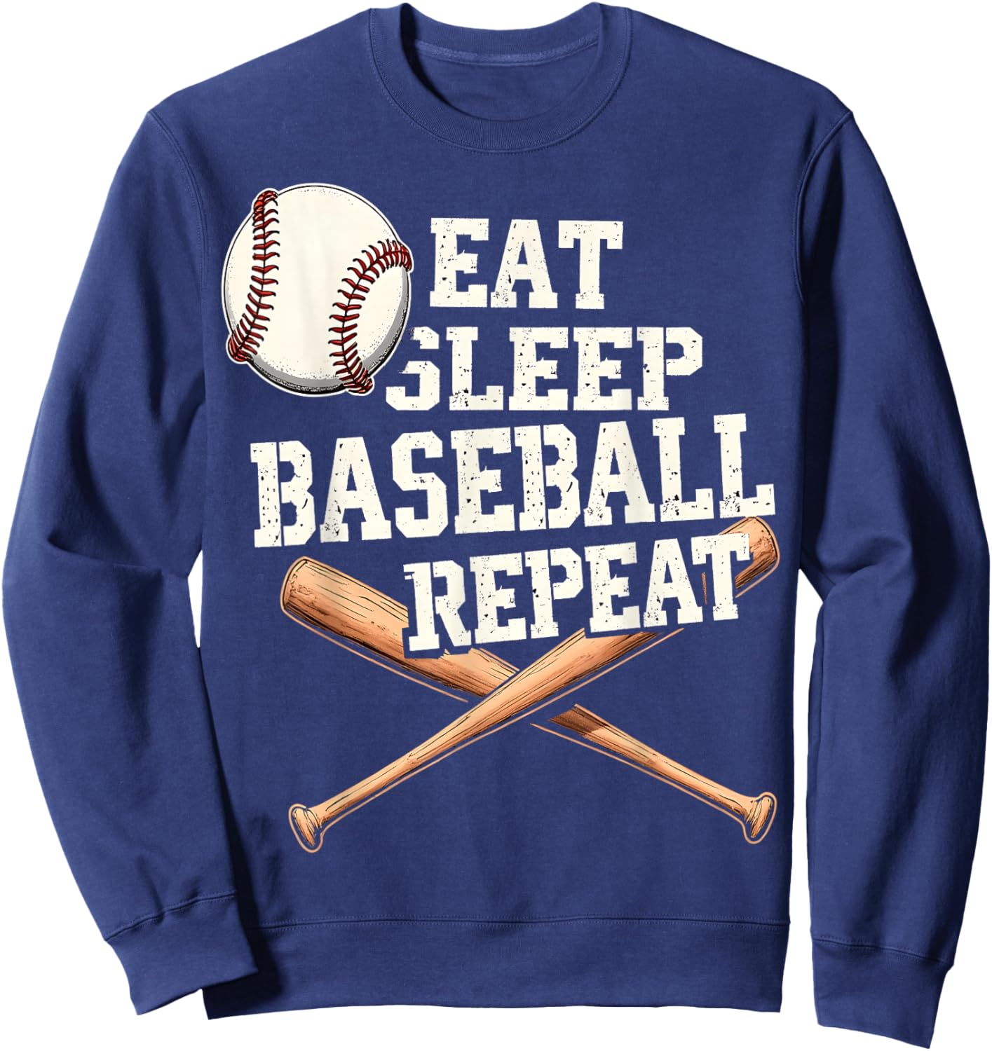Eat Sleep Baseball Repeat Funny Sweatshirt - Sweatshirt | Navy