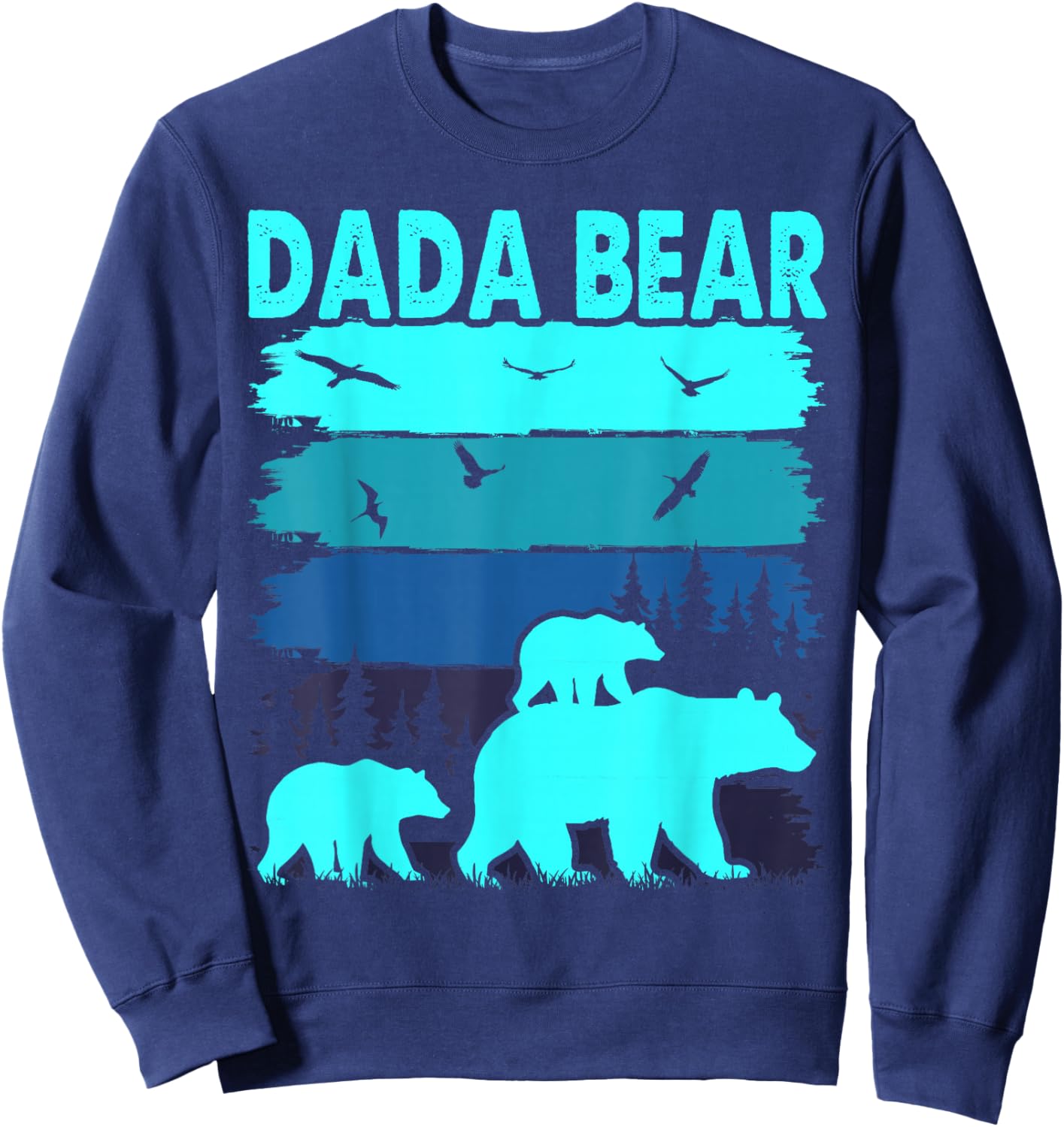 Dada Bear 2 Cubs Daddy of Twin Family Matching Father's Day Sweatshirt - Sweatshirt | Navy