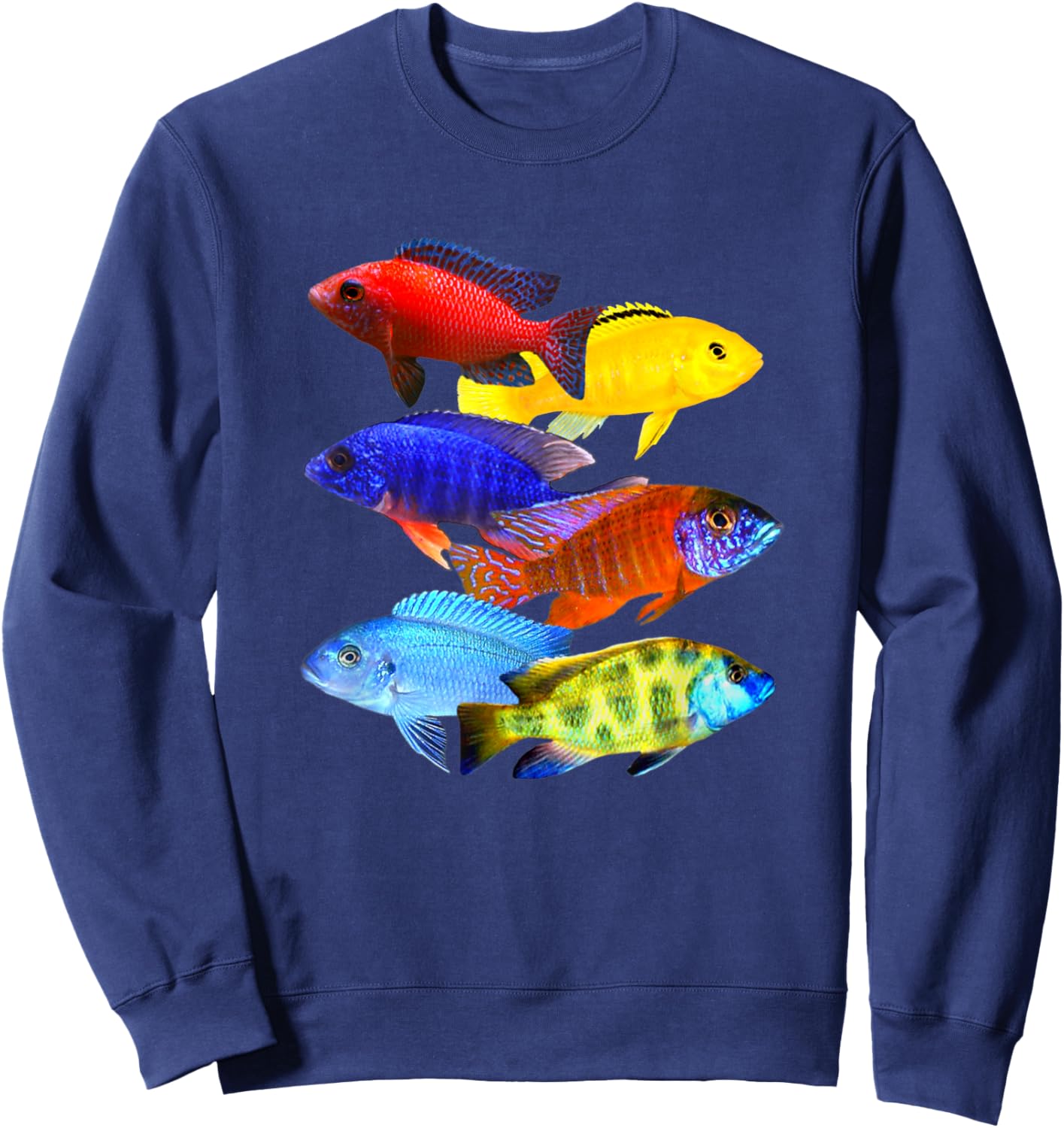 African Cichlids Peacock Haps Mbuna Cichlid Breeders Design Sweatshirt - Sweatshirt | Navy