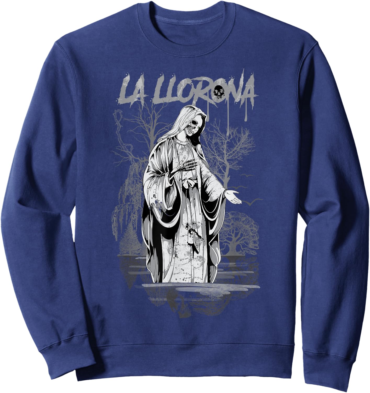 La Llorona Folk Legend Latin Gothic Skeleton Skull Sweatshirt - Sweatshirt | Navy