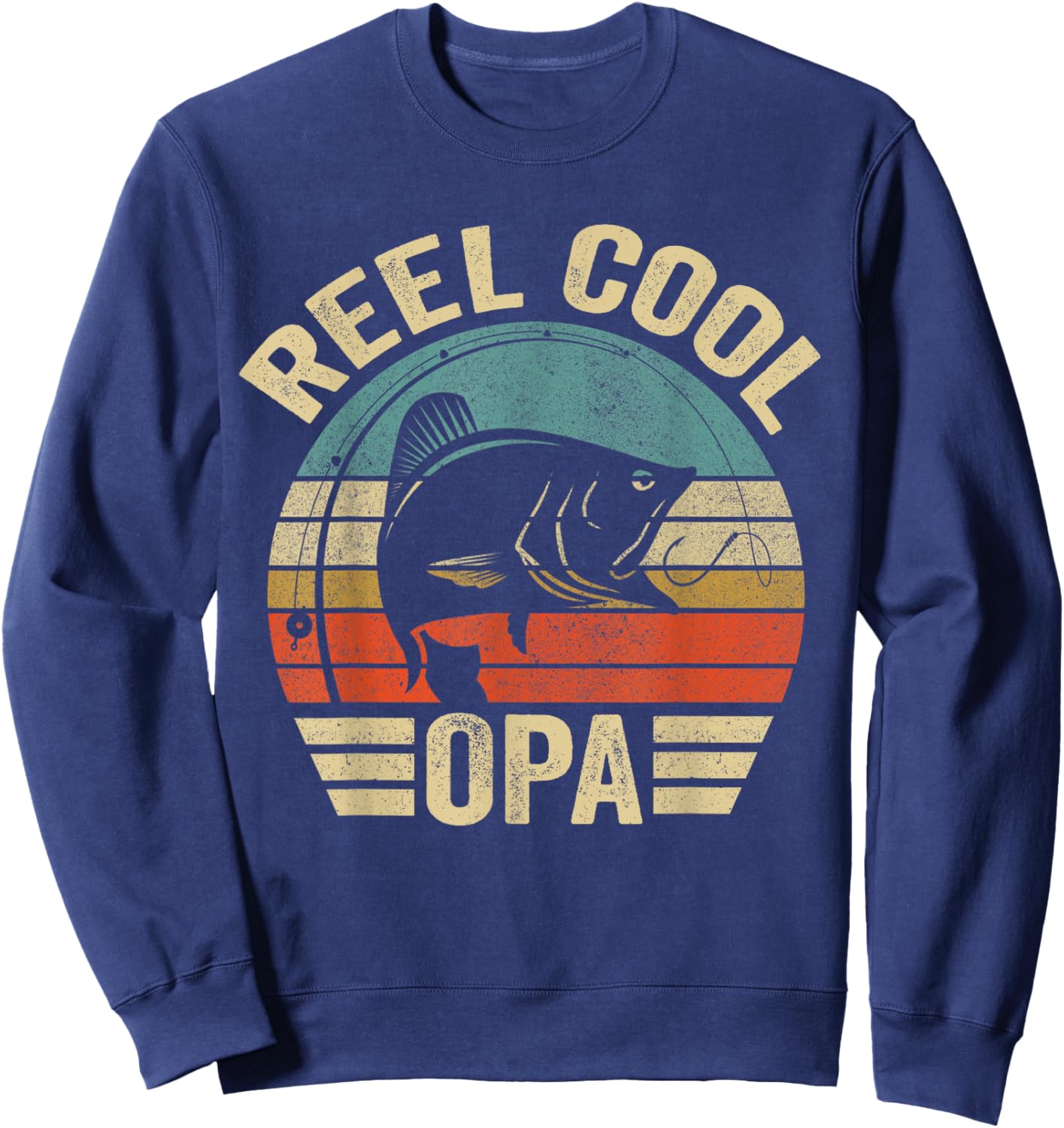 Reel Cool Opa Shirt Opa Fishing Shirt Fathers Day Sweatshirt - Sweatshirt | Navy