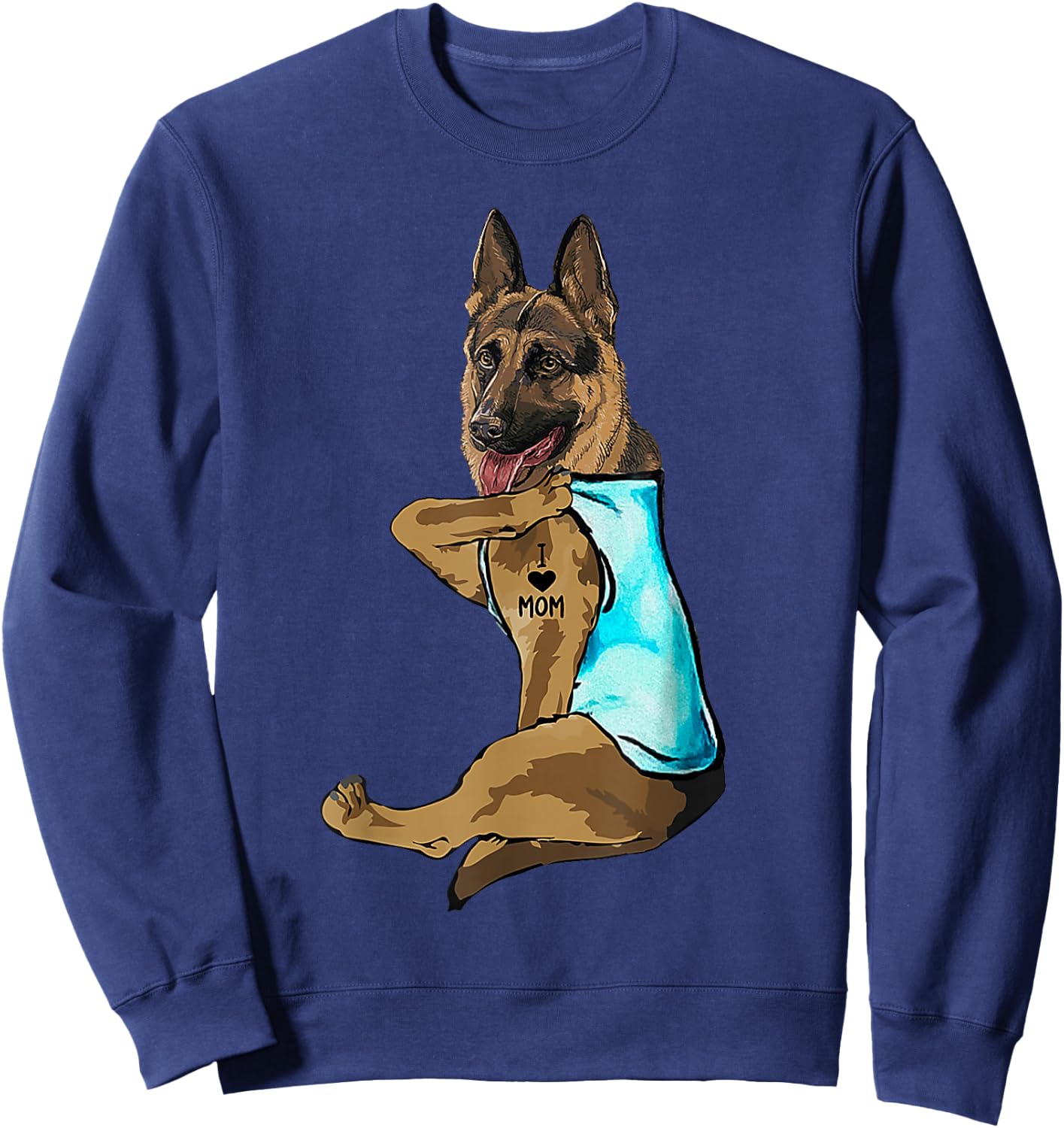 German Shepherd I Love Mom Tattoo Sweatshirt - Sweatshirt | Navy