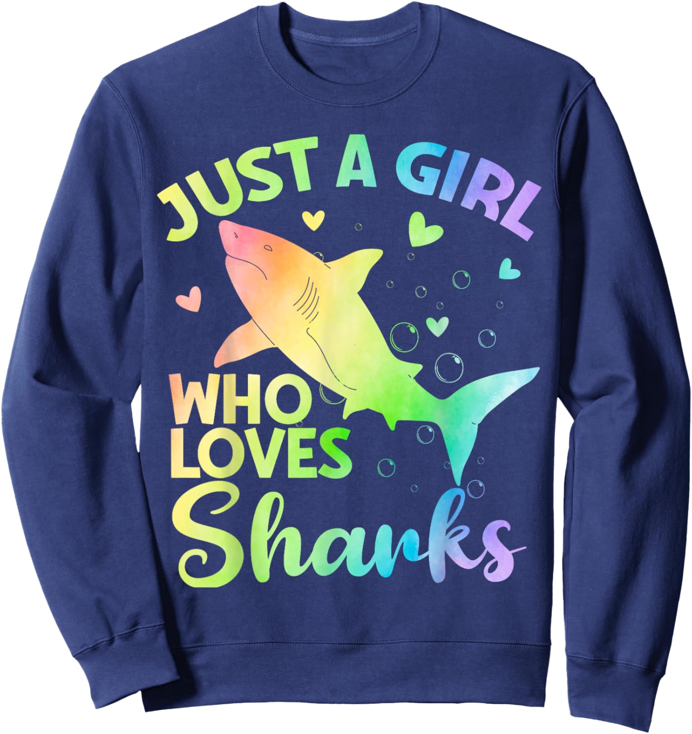 Just a Girl Who Loves Sharks Cute Shark Lover Girls Sweatshirt - Sweatshirt | Navy