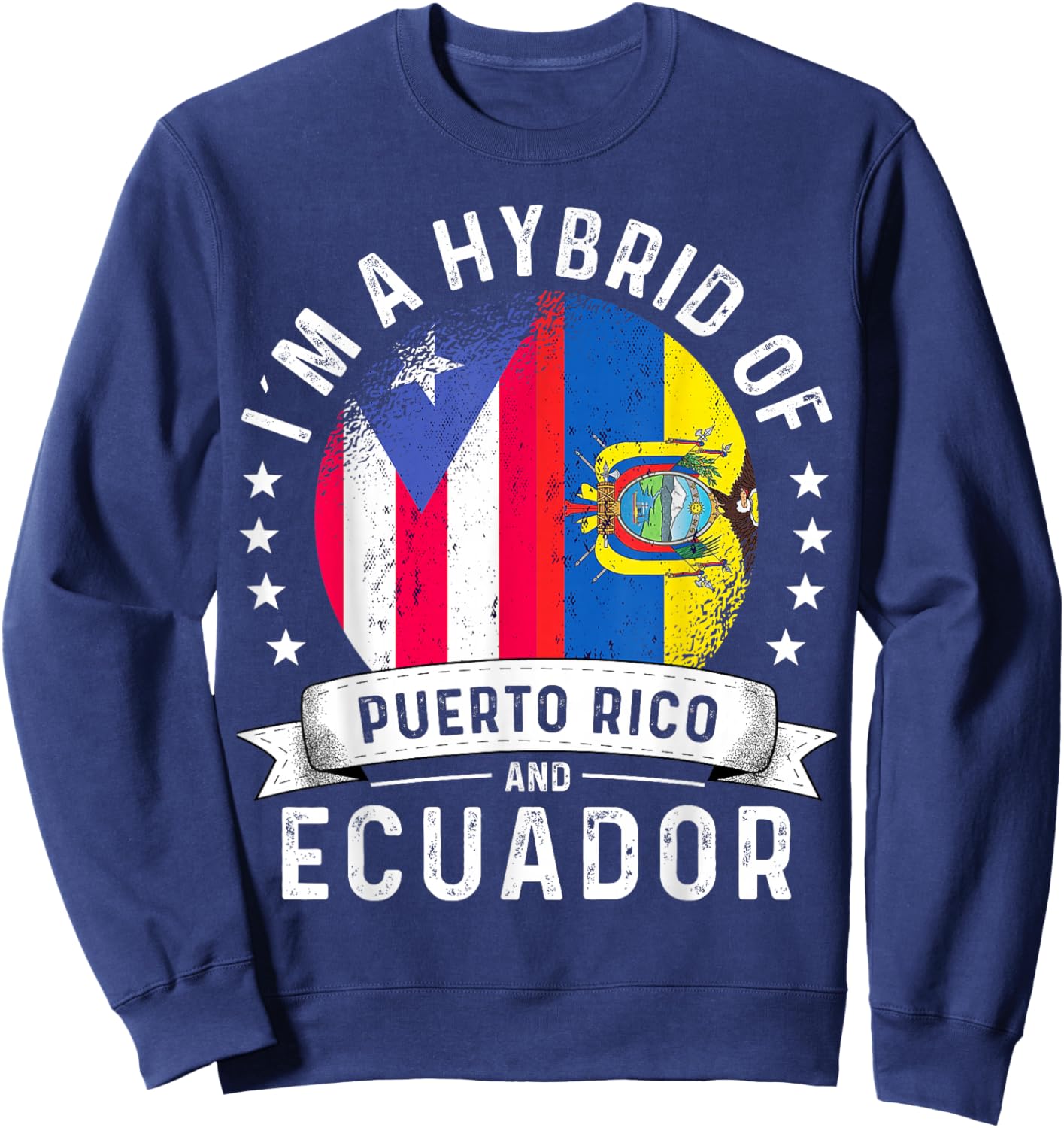 Puerto Rico Flag Ecuador Grown Country Ecuadorian Flag Sweatshirt - Sweatshirt | Navy