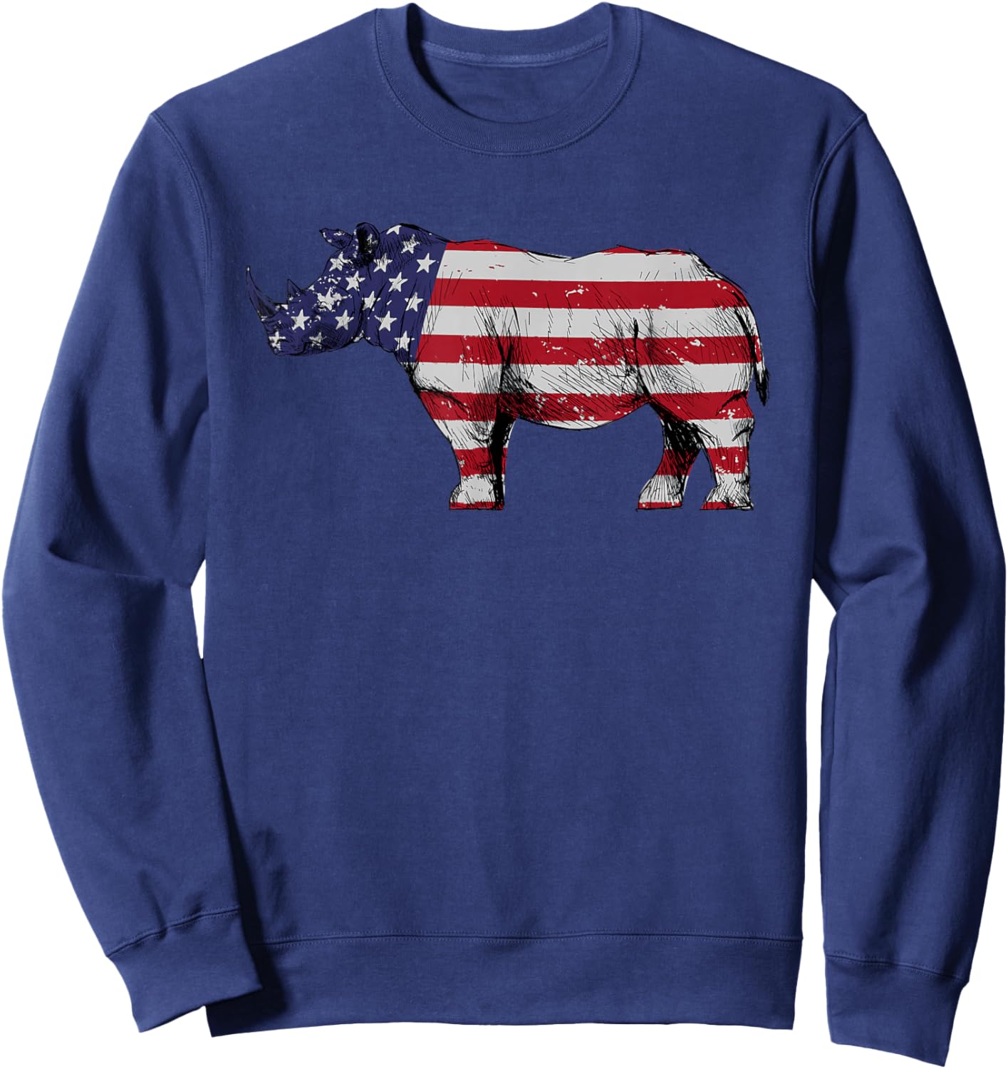 Cool Rhino Design Women Rhinoceros 4th of July Rhino Sweatshirt - Sweatshirt | Navy