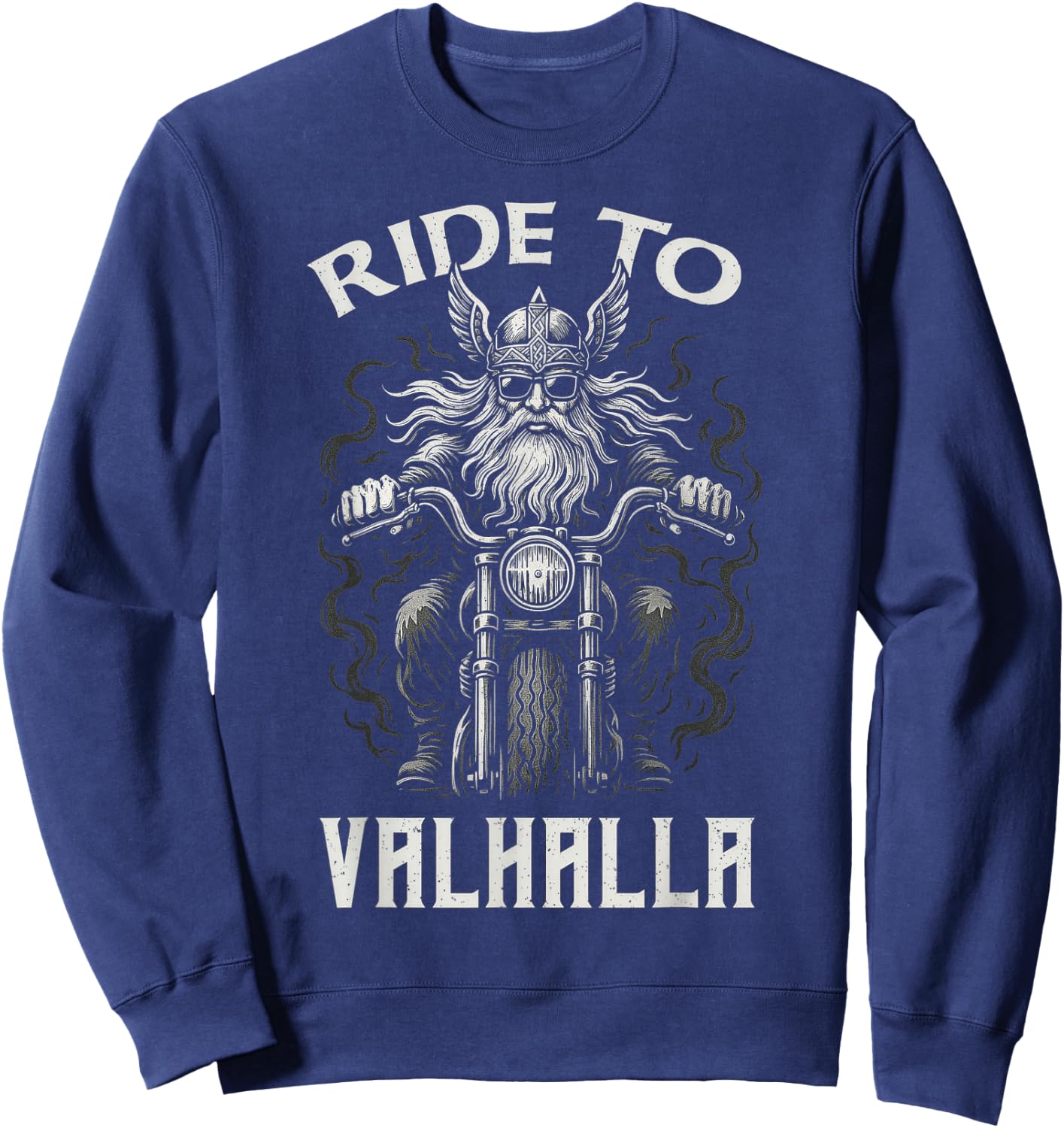Ride to Valhalla Viking Biker Odin Norse Motorcycle Art Sweatshirt - Sweatshirt | Navy