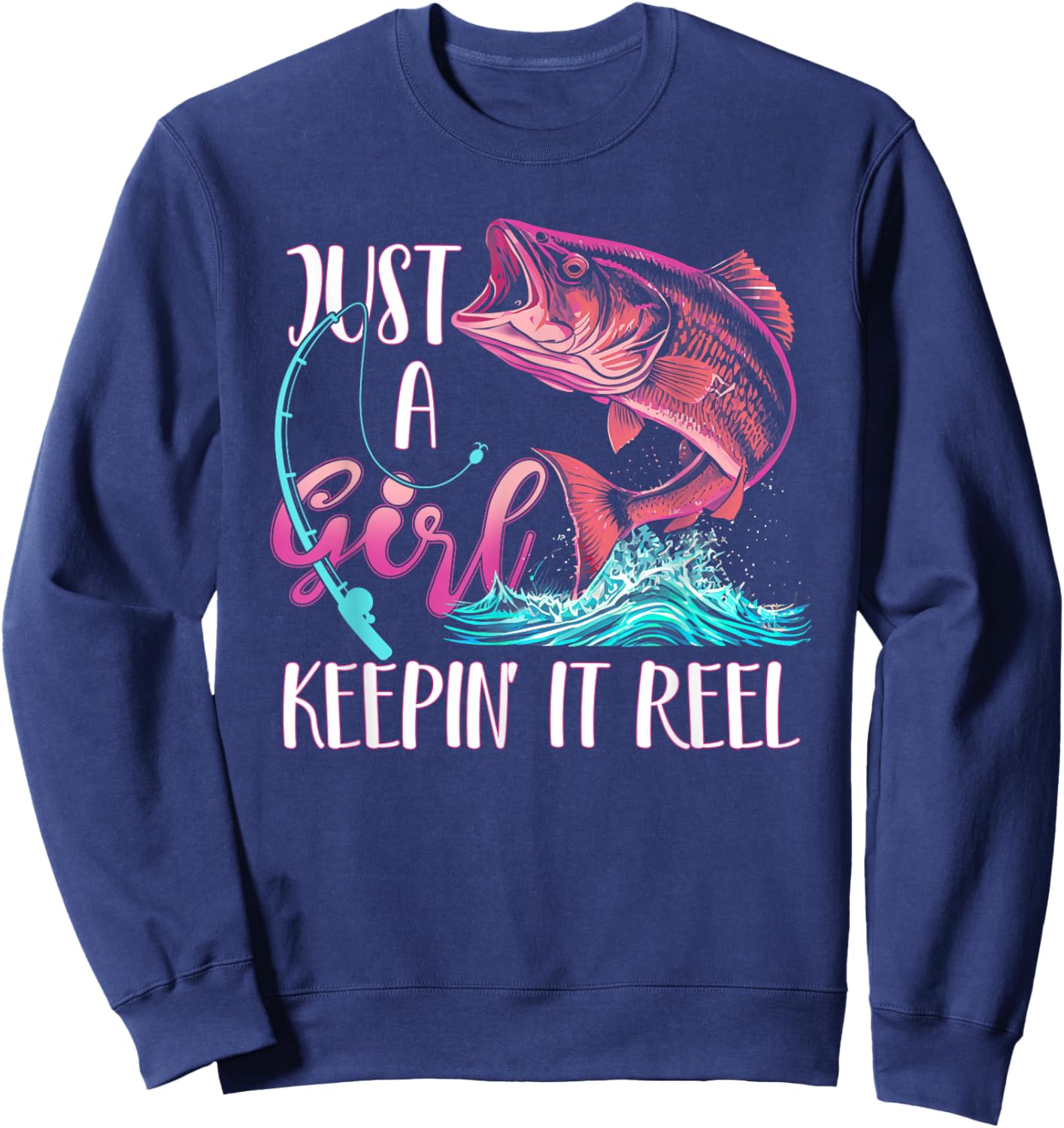 Cute Fishing Funny Keeping It Reel Purple Pink Sweatshirt - Sweatshirt | Navy
