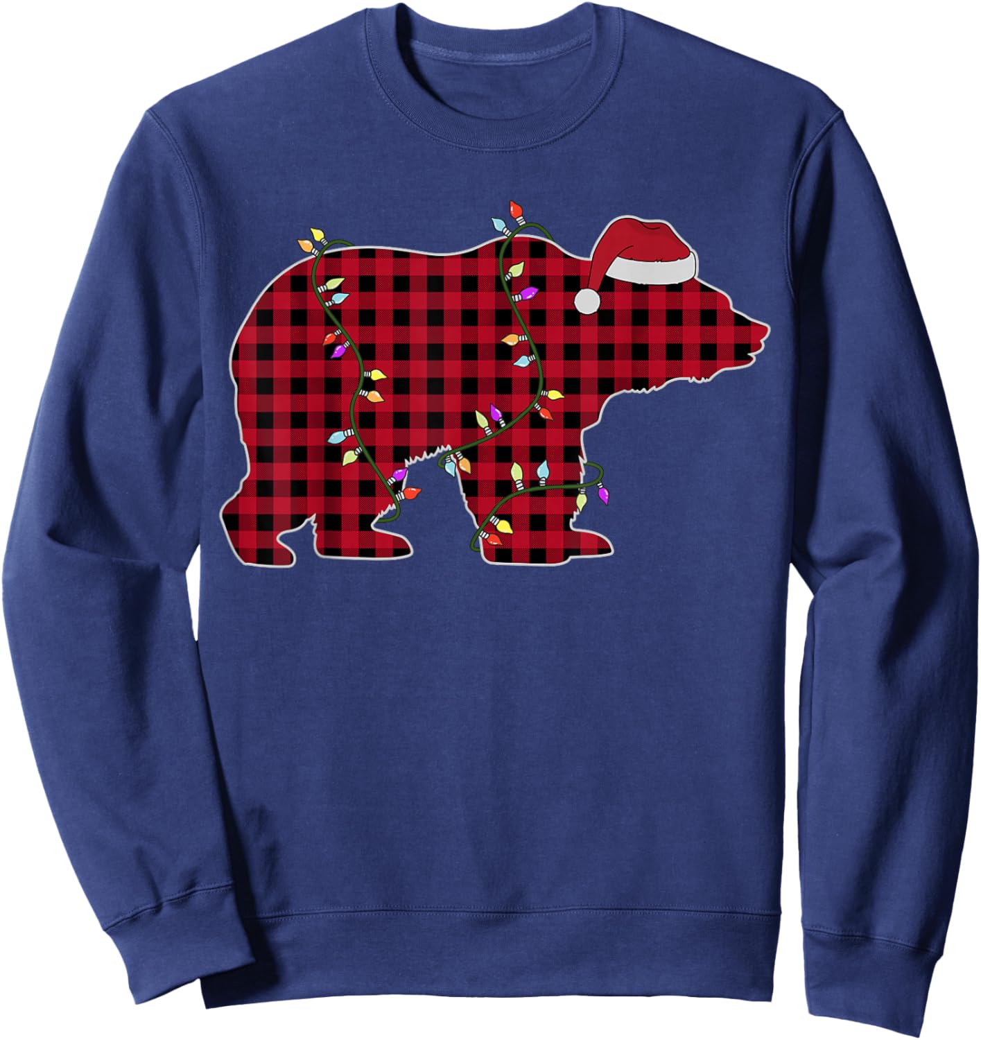 Red Plaid Bear Buffalo Matching Family Christmas Sweatshirt - Sweatshirt | Navy