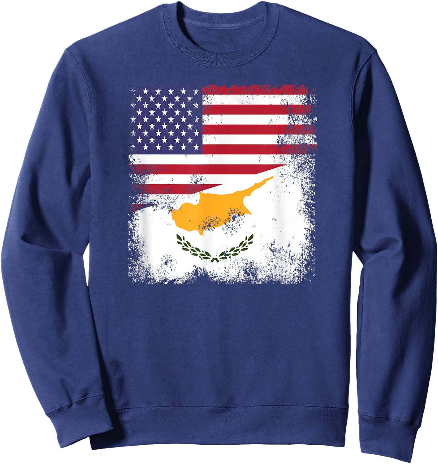 Half Cypriot Flag | Vintage Cyprus USA Gift Sweatshirt - Sweatshirt | Navy