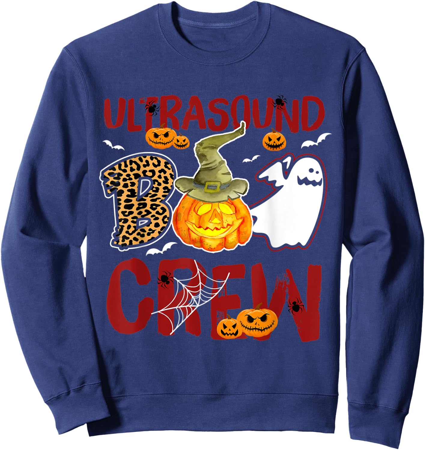 Ultrasound Tech Boo Crew Halloween Technician match costume Sweatshirt - Sweatshirt | Navy