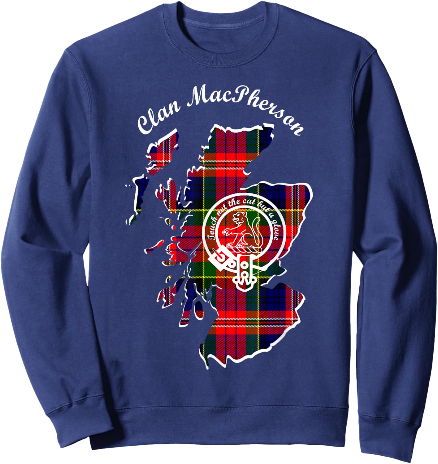 MacPherson surname last name Scottish Clan tartan crest Sweatshirt - Sweatshirt | Navy