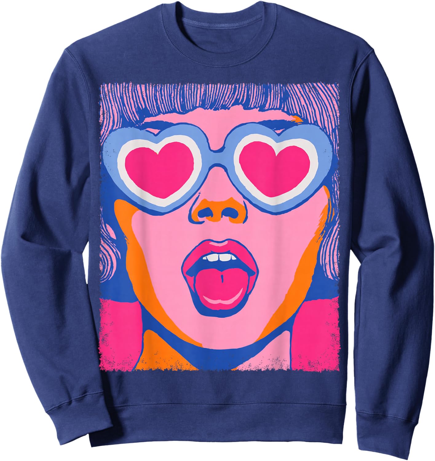 Pop Art Women's Tops Fashion Graphic Pink Sweatshirt - Sweatshirt | Navy
