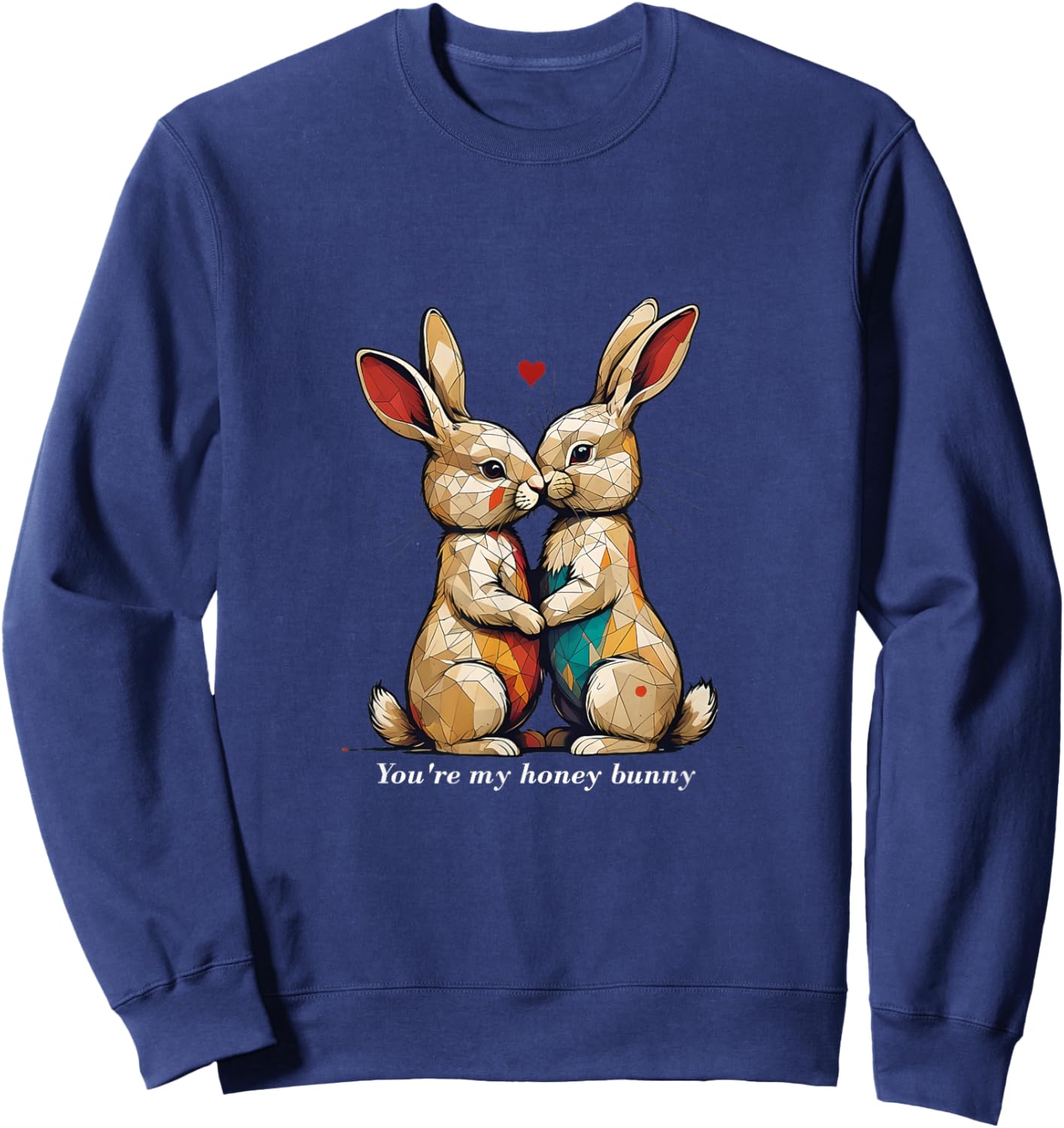 Gift Valentine's Day Anniversary Kissing Honey Bunny Sweatshirt - Sweatshirt | Navy