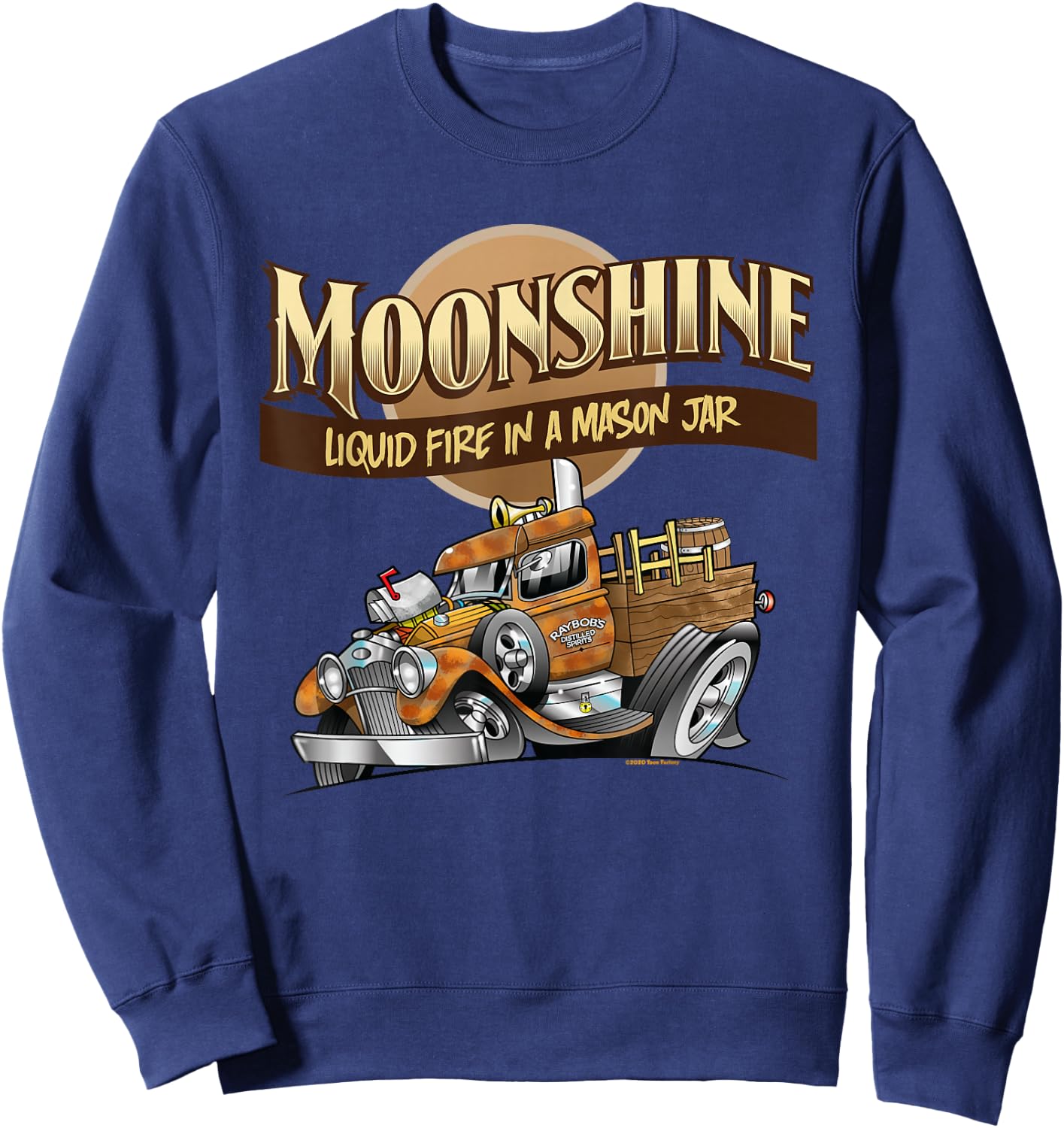 Moonshine Liquid Fire In A Mason Jar Funny Homebrew Sweatshirt - Sweatshirt | Navy