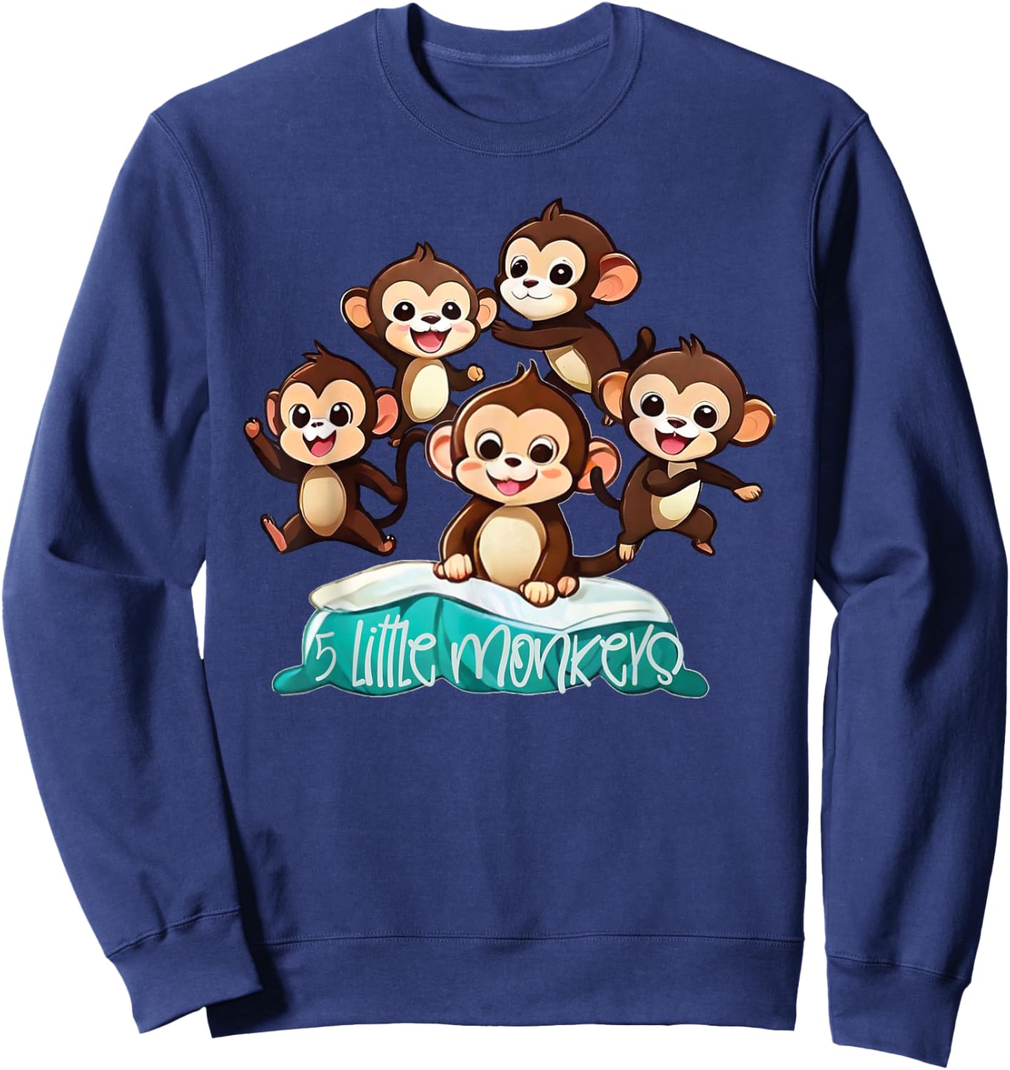 Cool Five Little Monkeys Jumping on The Bed for kids Sweatshirt - Sweatshirt | Navy