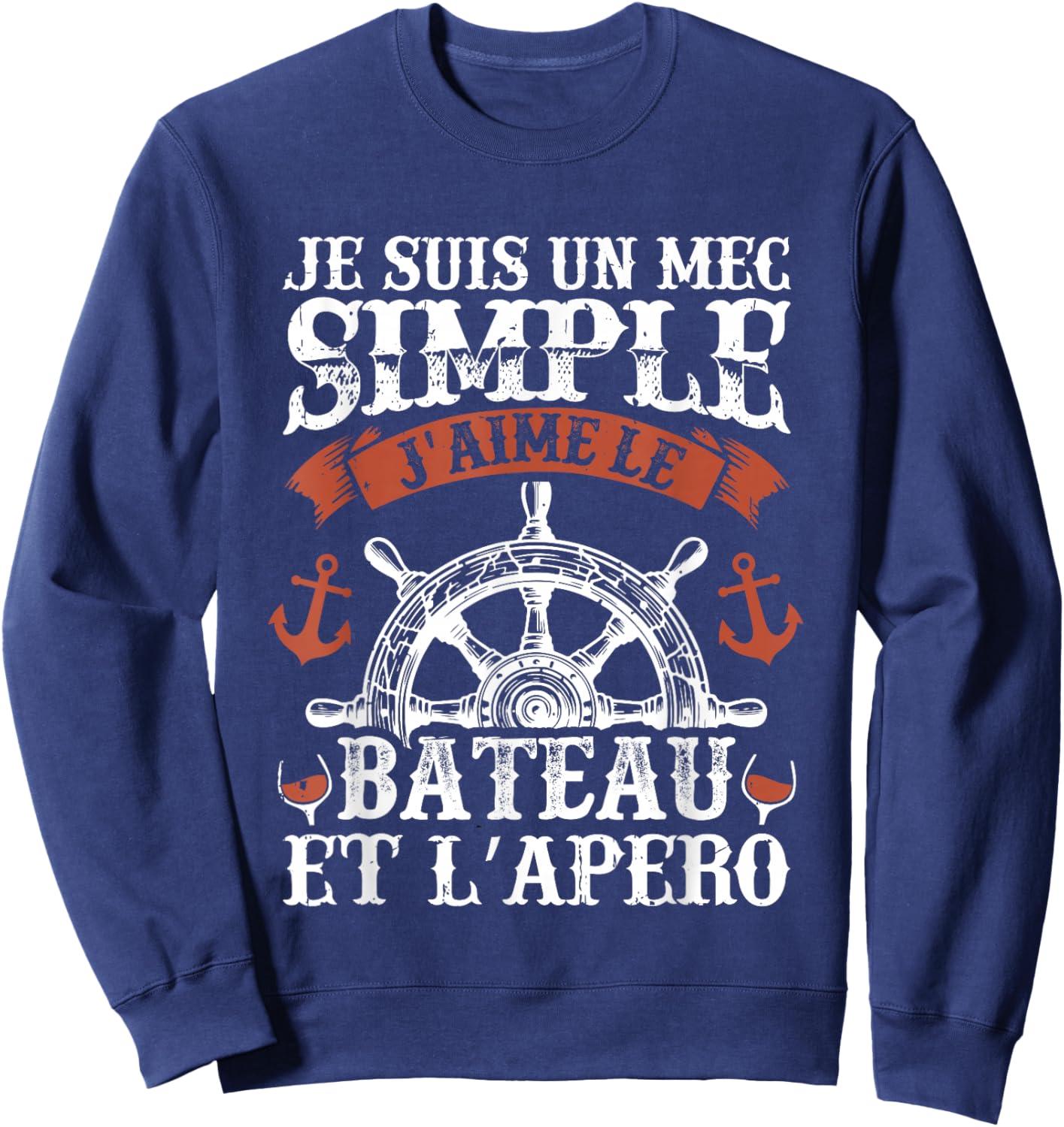 Humour Boat Captain Sailor Boats Boat , Black, S Sweatshirt - Sweatshirt | Navy