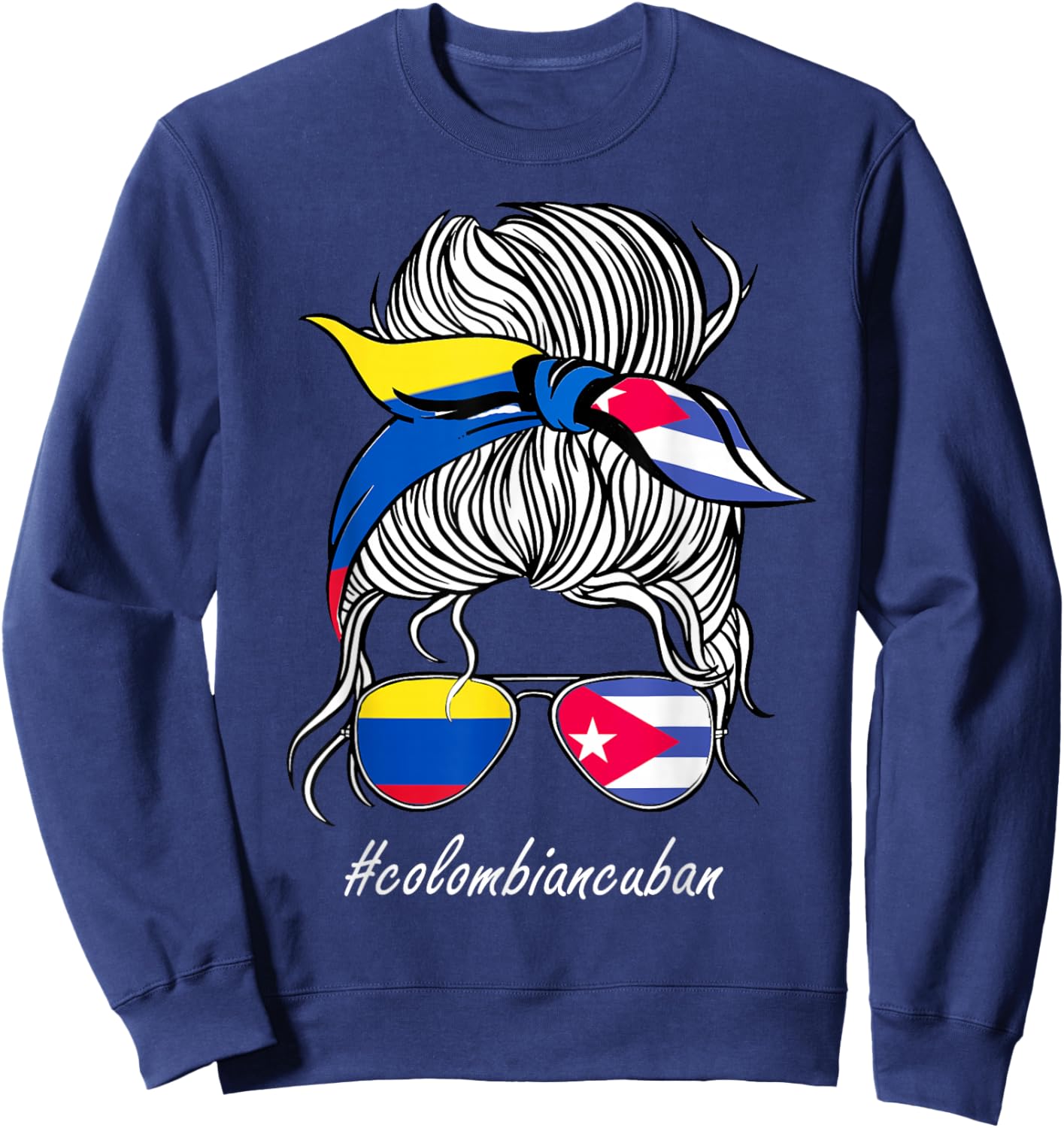 Cuba Women Colombia Flag Roots Country Girl Cuba Flag Sweatshirt - Sweatshirt | Navy