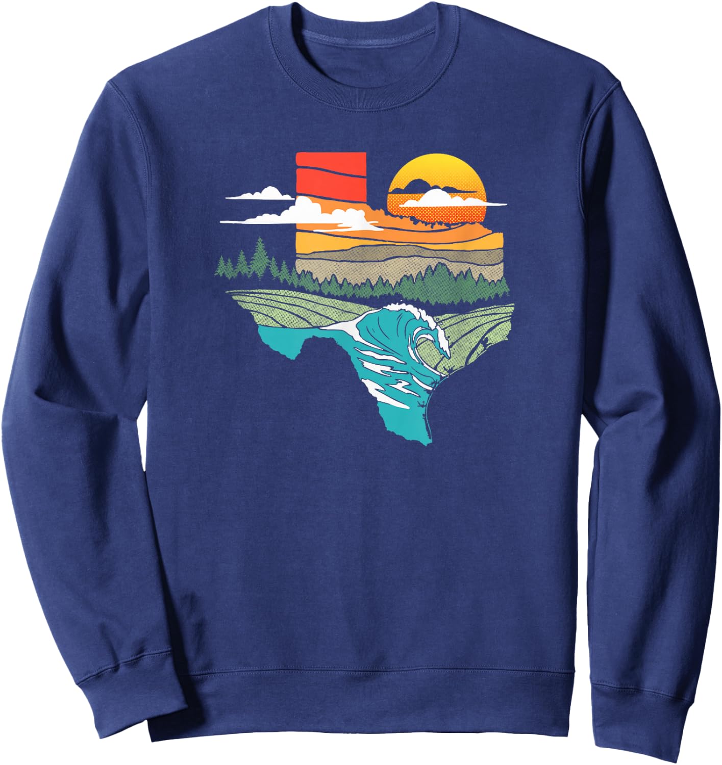 Texas Great Outdoors Nature Art Graphic Sweatshirt - Sweatshirt | Navy