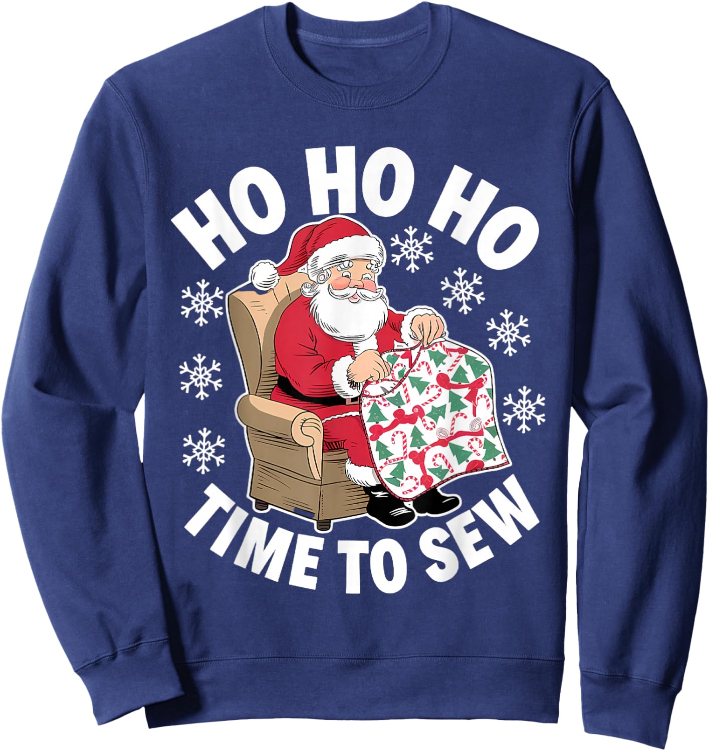 Quilting Christmas Sewing Santa Xmas Holiday Sweatshirt - Sweatshirt | Navy