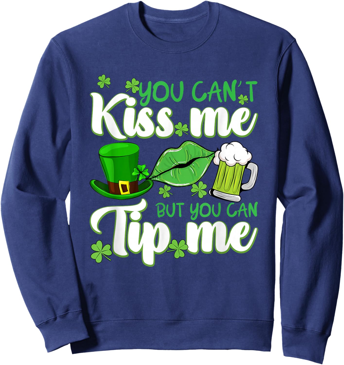 St Patrick's Day Irish Shamrock Clover Waitress Waiter Sweatshirt - Sweatshirt | Navy